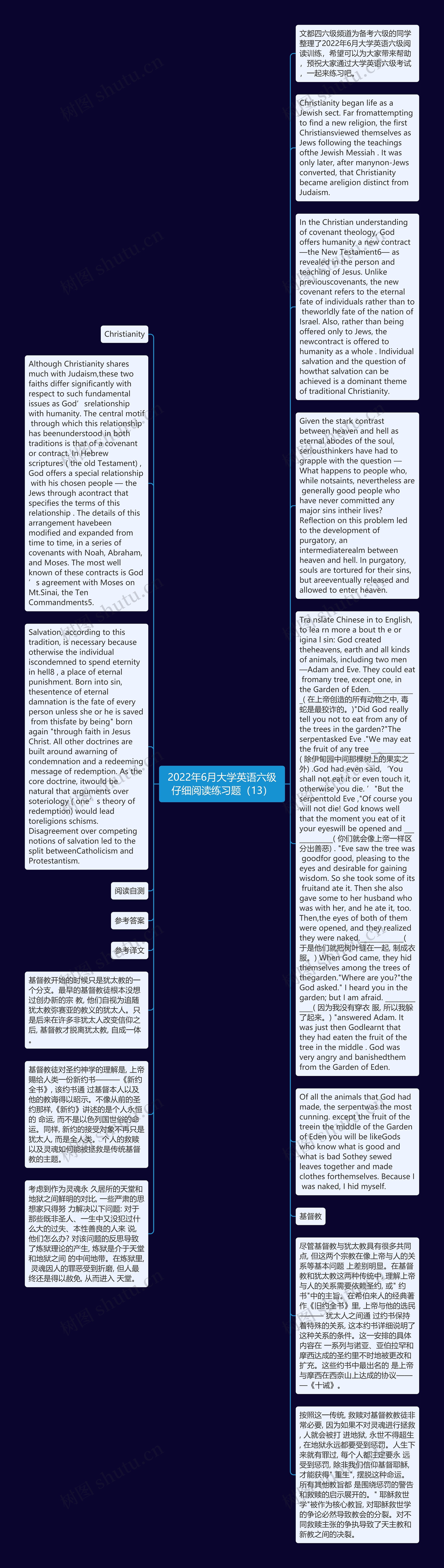 2022年6月大学英语六级仔细阅读练习题（13）思维导图