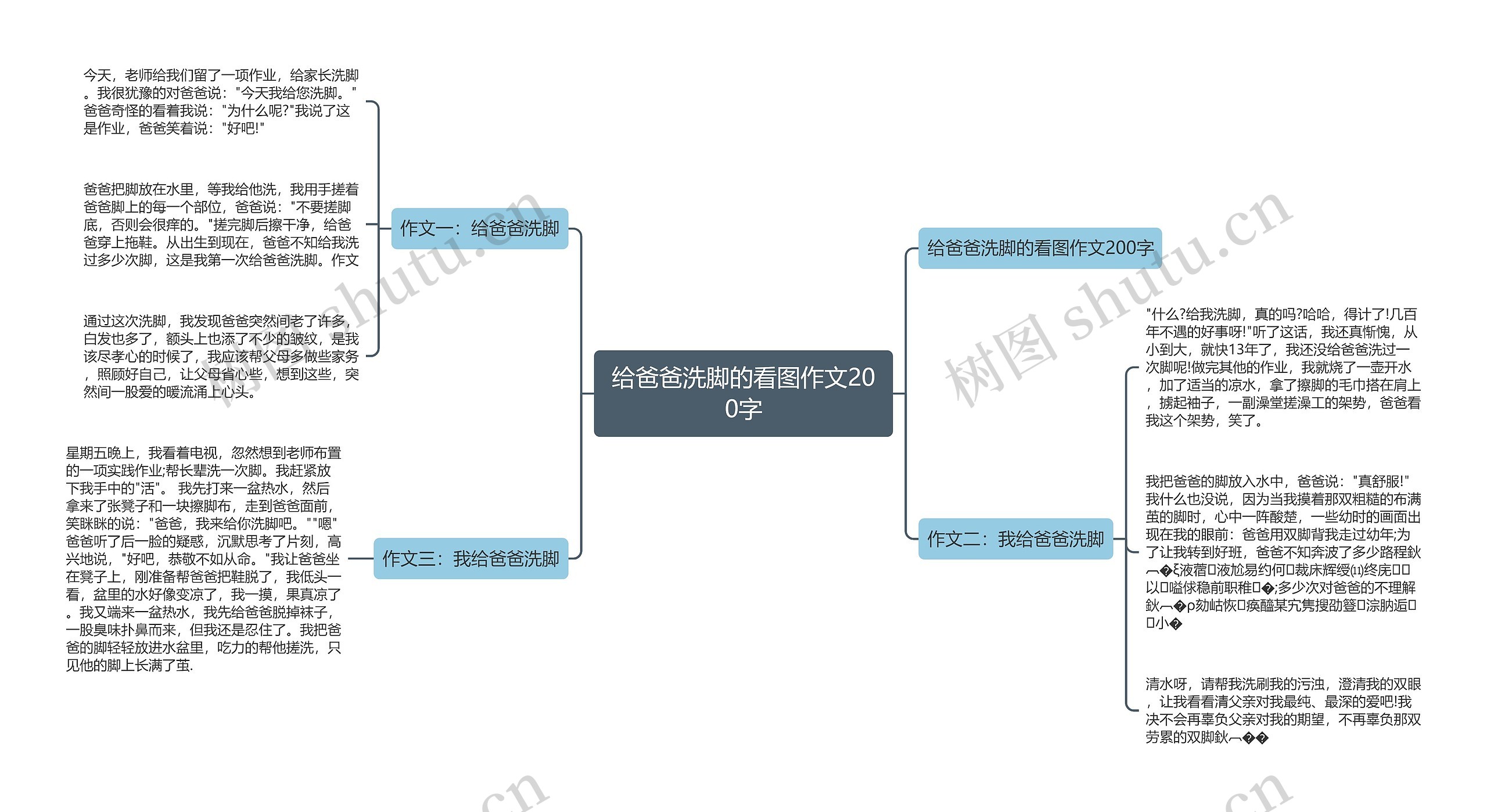 给爸爸洗脚的看图作文200字思维导图