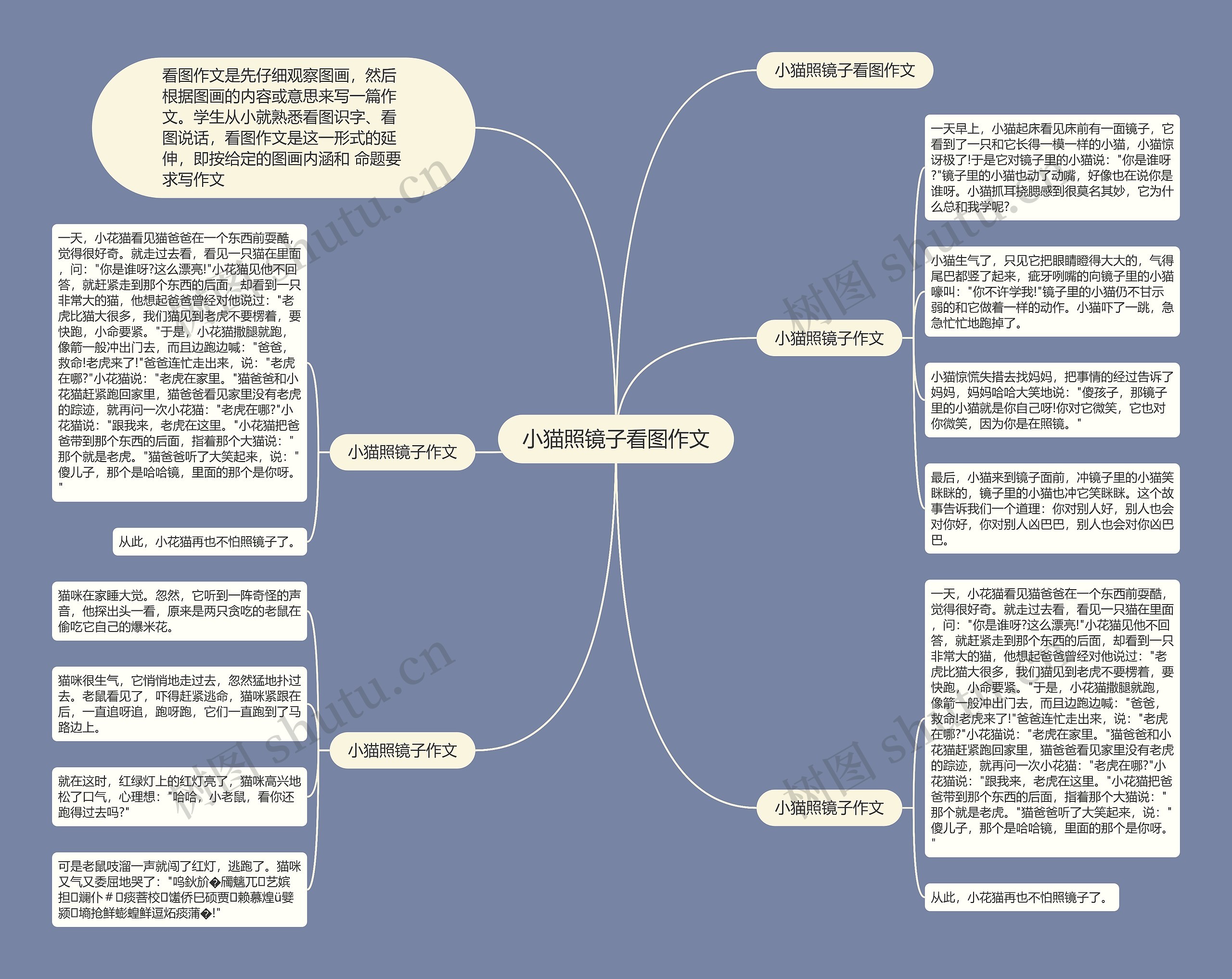 小猫照镜子看图作文思维导图