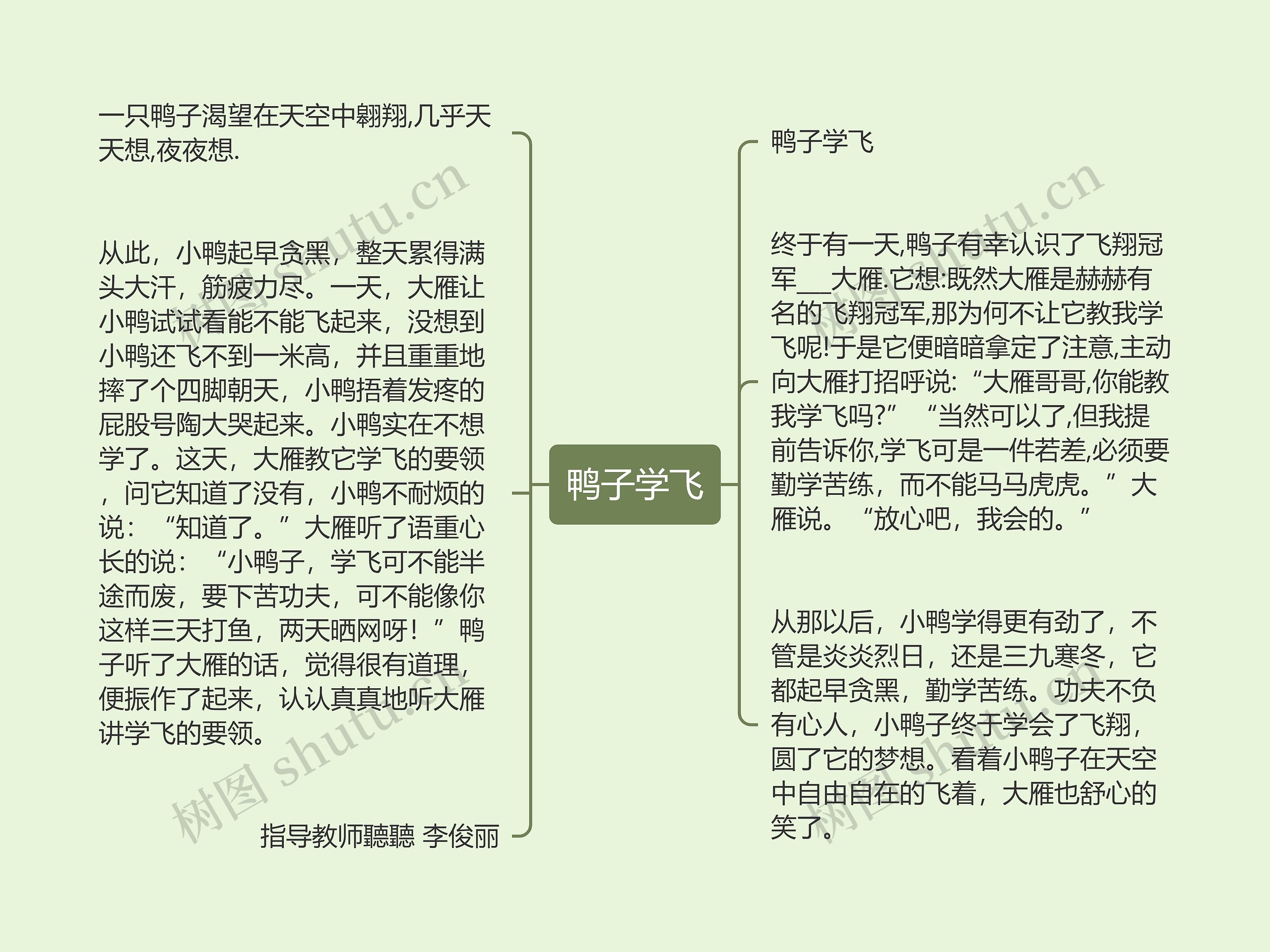 鸭子学飞思维导图高清图 鸭子学飞思维导图
