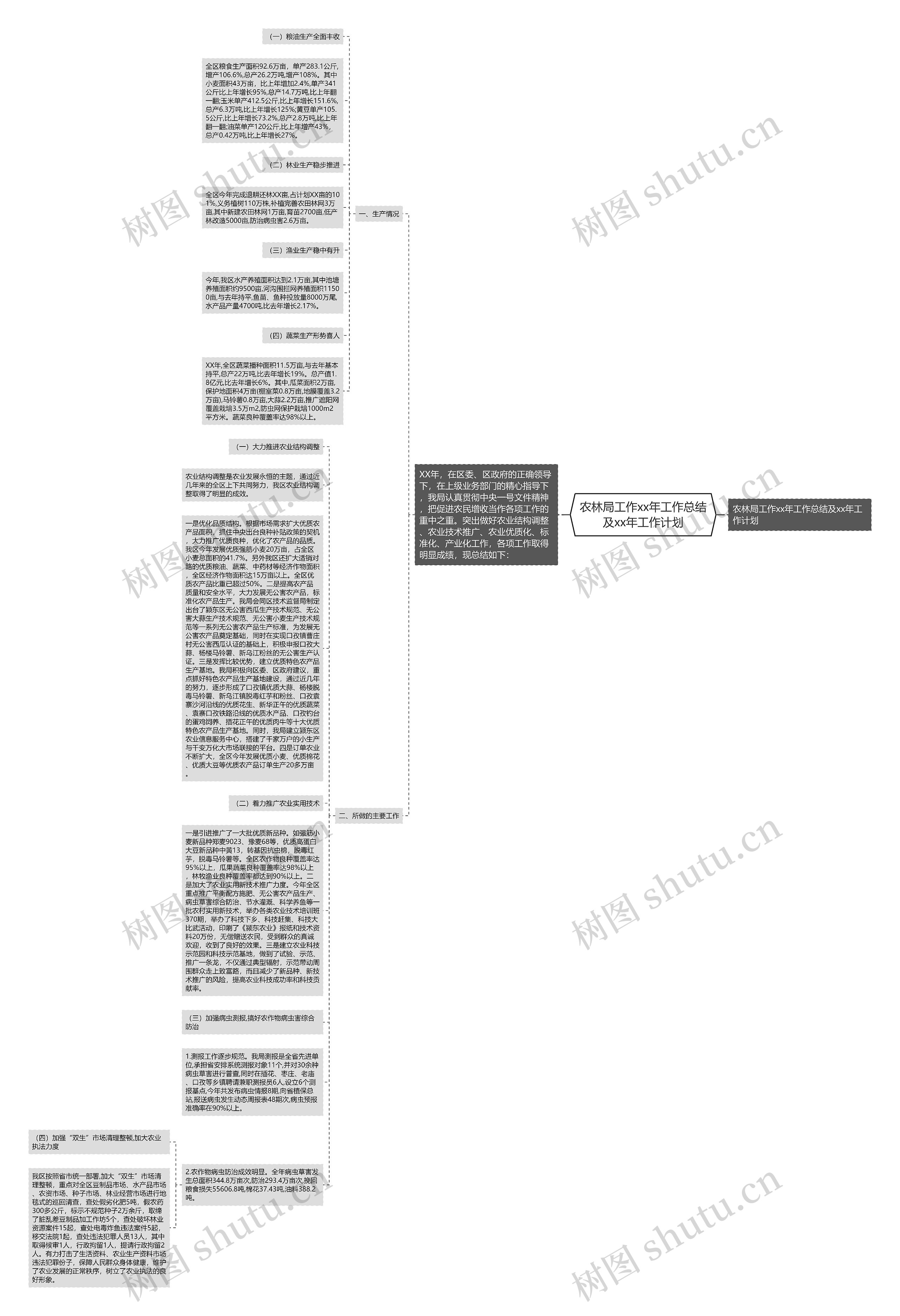 农林局工作xx年工作总结及xx年工作计划思维导图