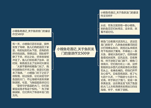 小鲤鱼奇遇记_关于鱼跃龙门的童话作文500字