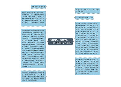 拥有信念，拥有成功  ——读《骆驼祥子》后感