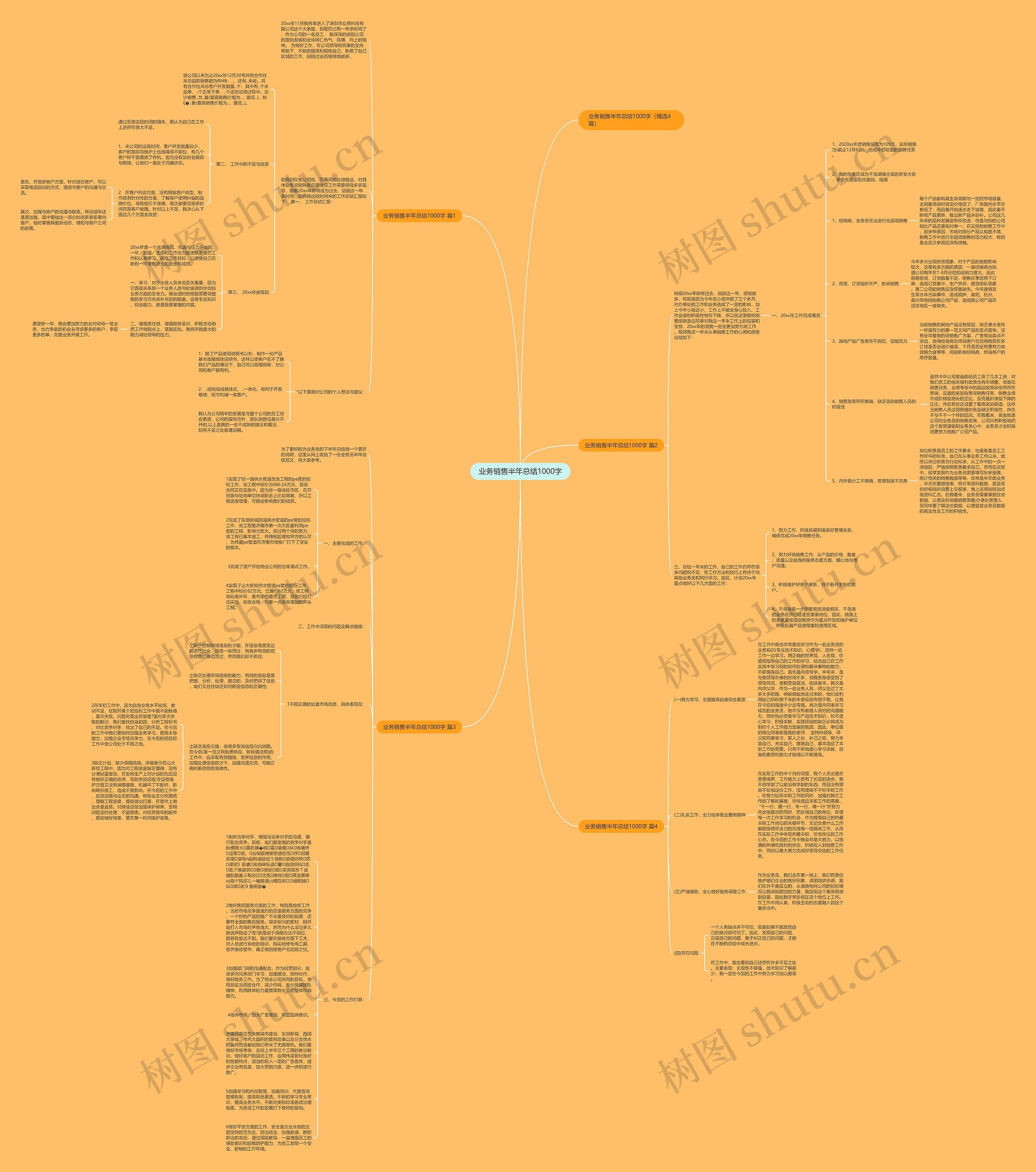 业务销售半年总结1000字思维导图
