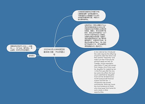 2022年6月大学英语四级翻译练习题：子女探望父母