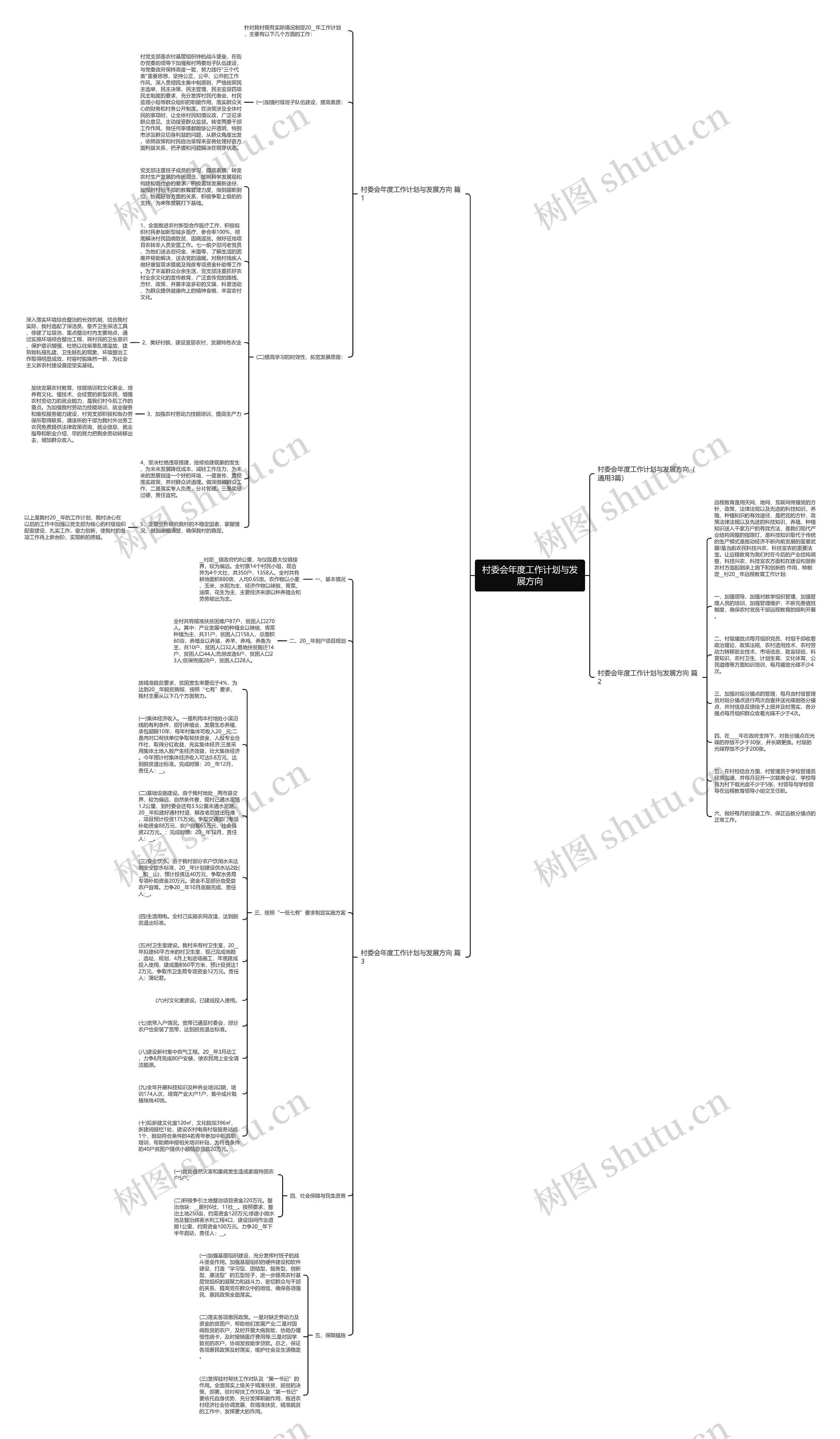 村委会年度工作计划与发展方向思维导图