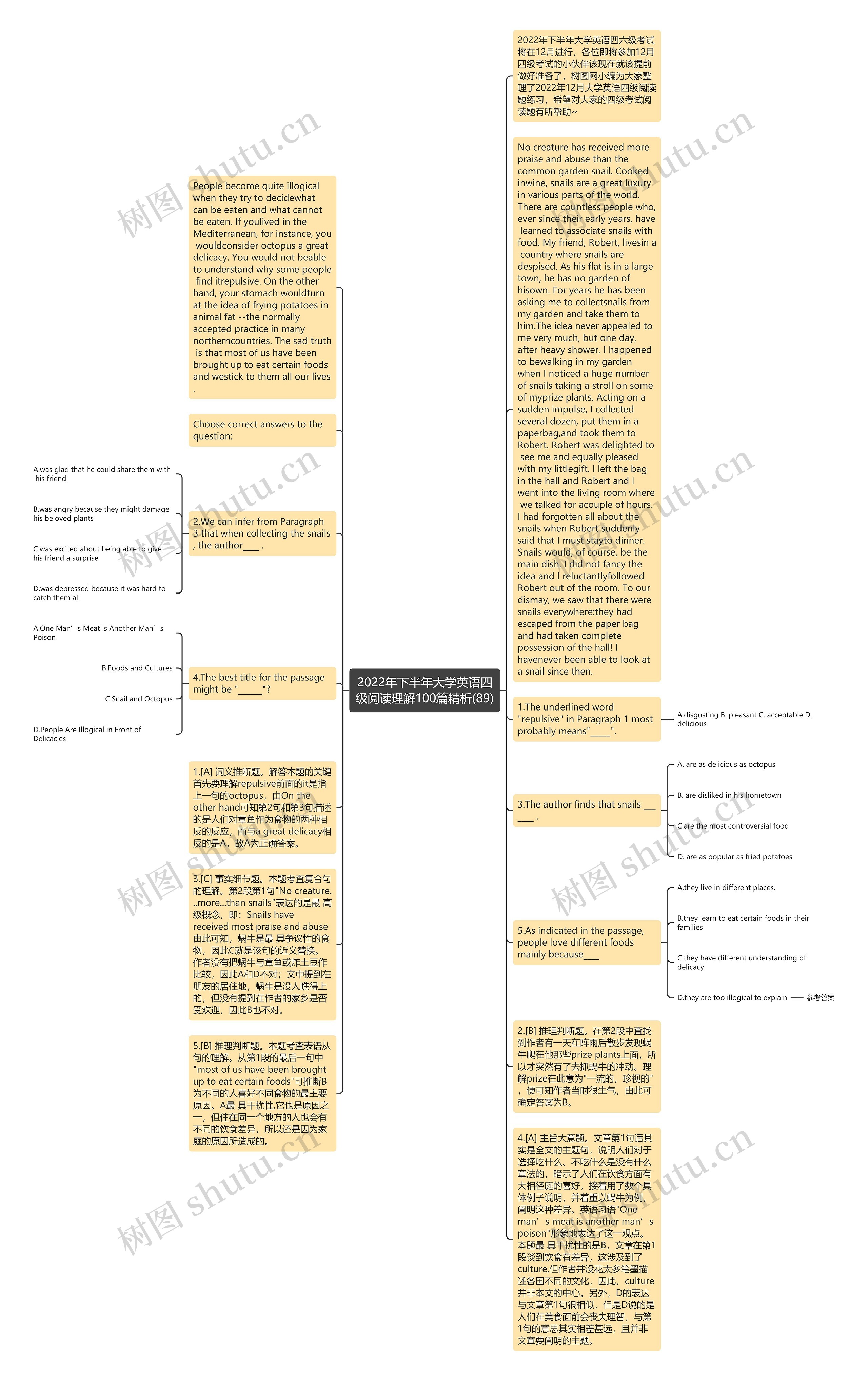 2022年下半年大学英语四级阅读理解100篇精析(89)思维导图