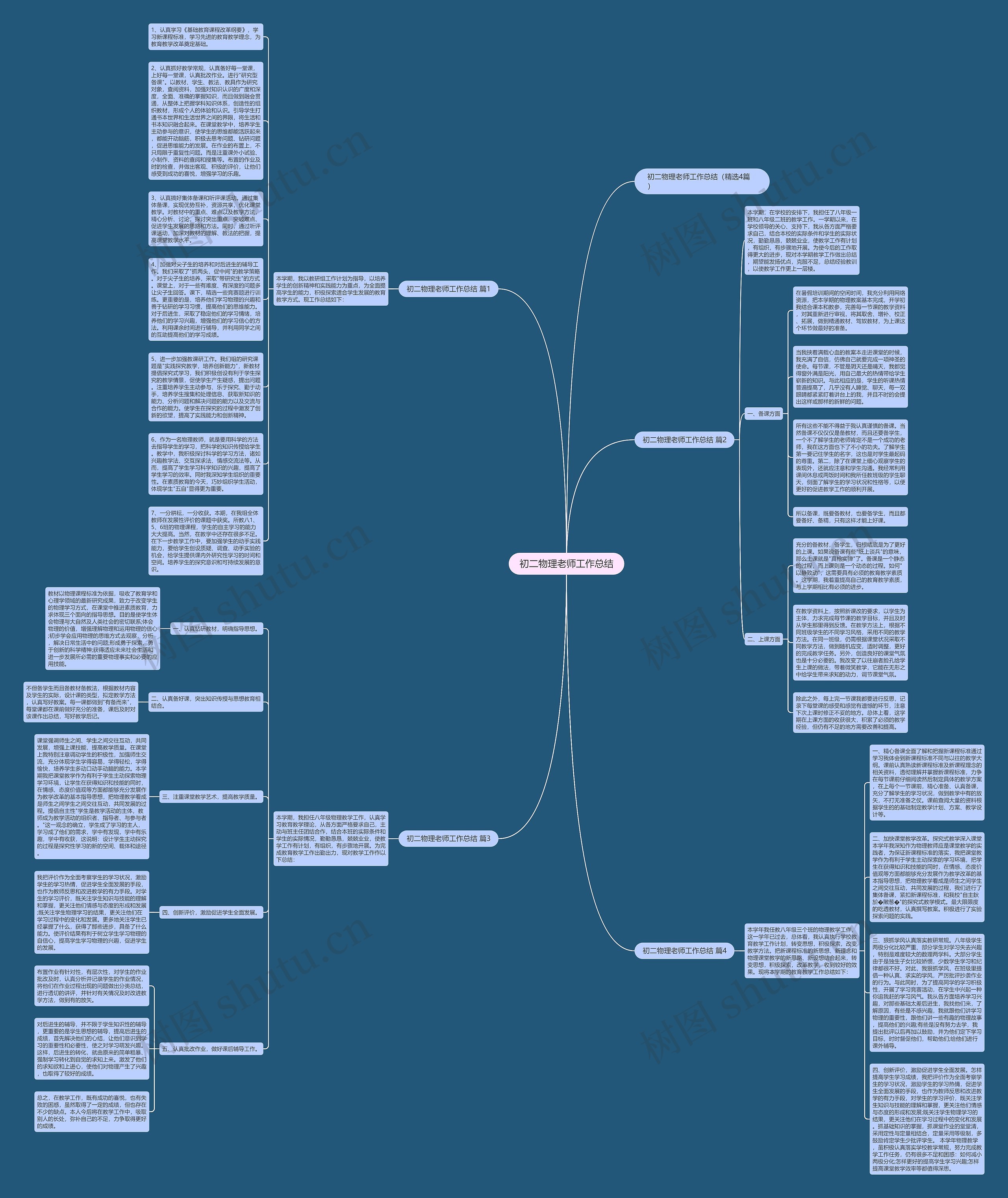 初二物理老师工作总结思维导图