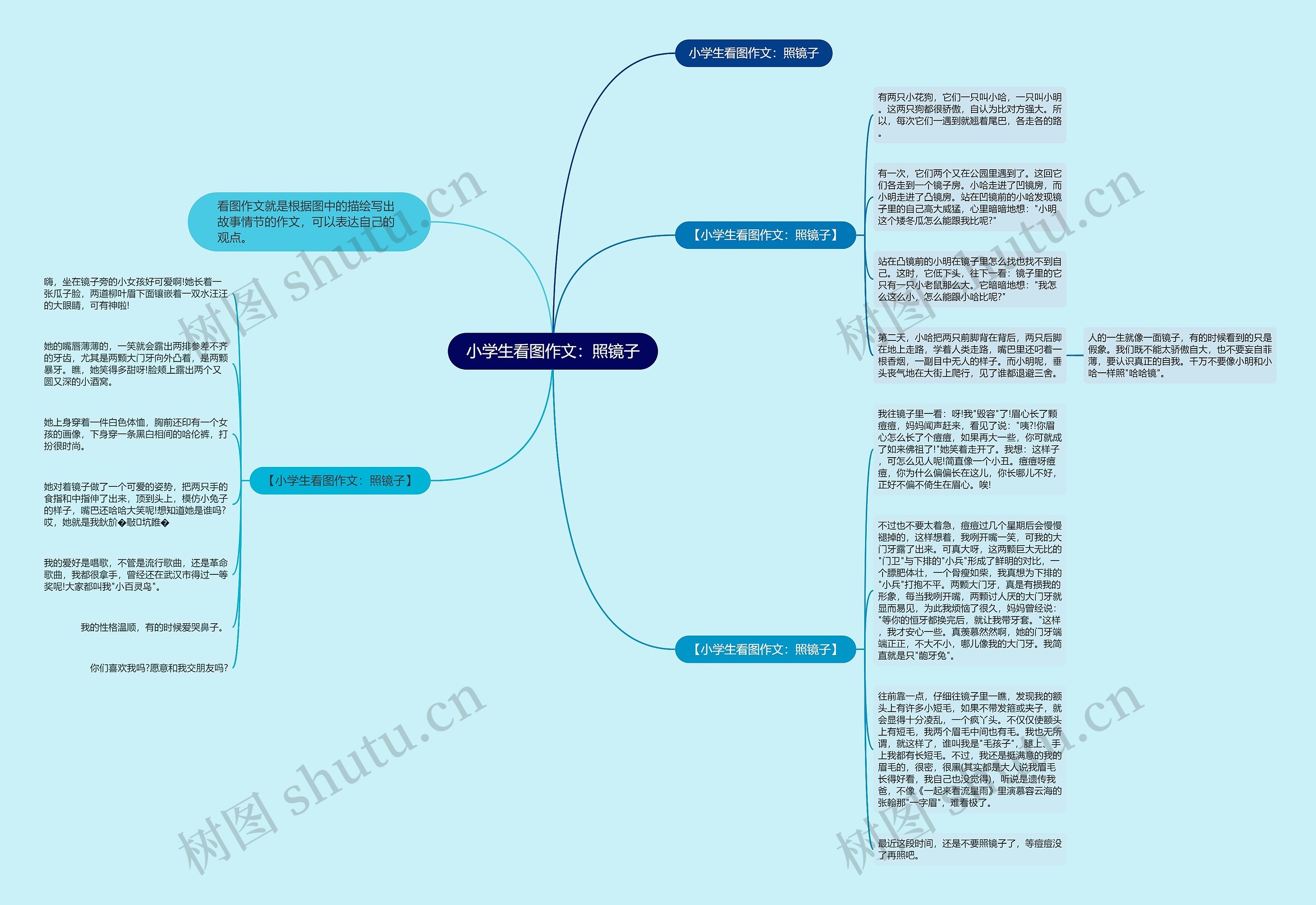 小学生看图作文：照镜子思维导图