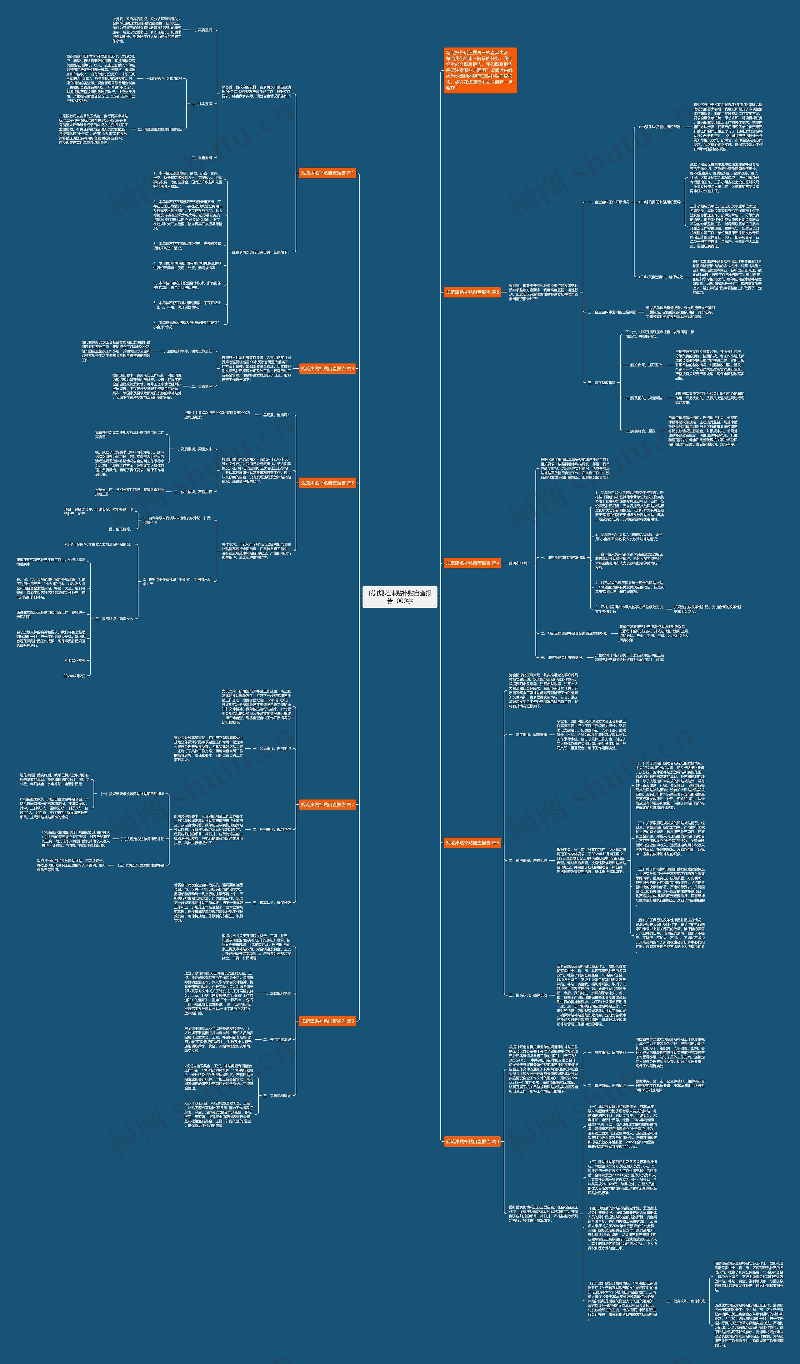 [荐]规范津贴补贴自查报告1000字思维导图