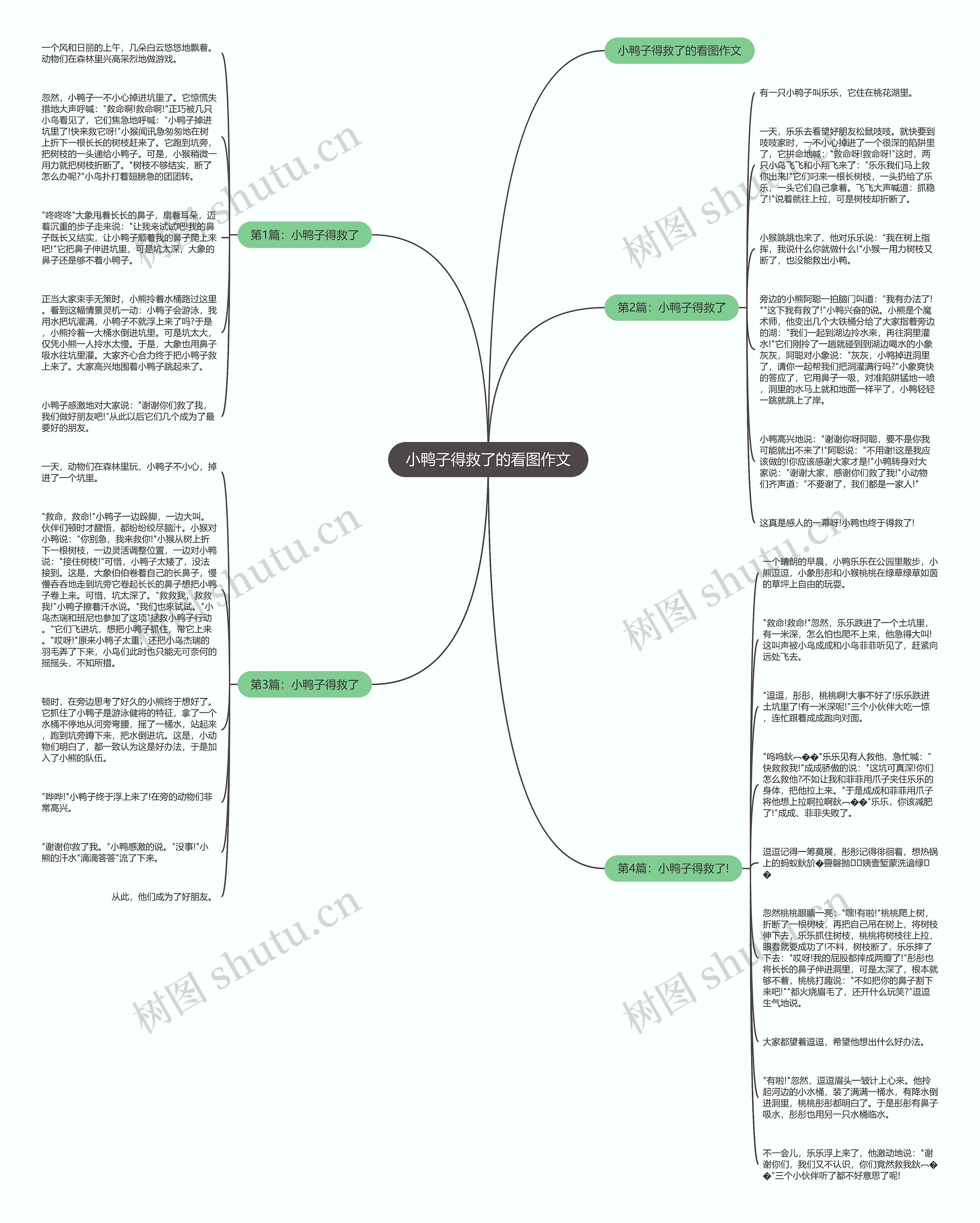 小鸭子得救了的看图作文思维导图