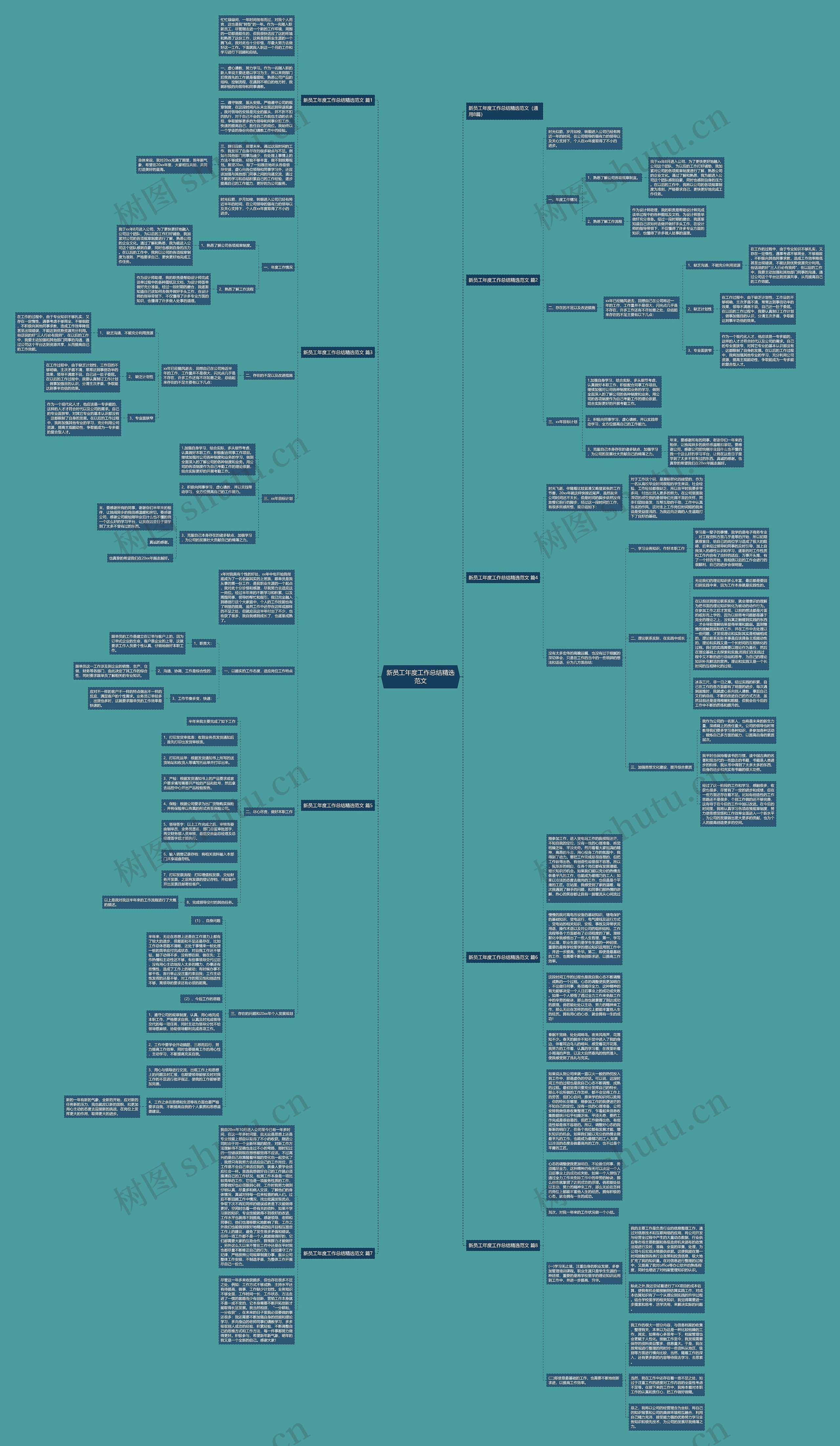 新员工年度工作总结精选范文思维导图