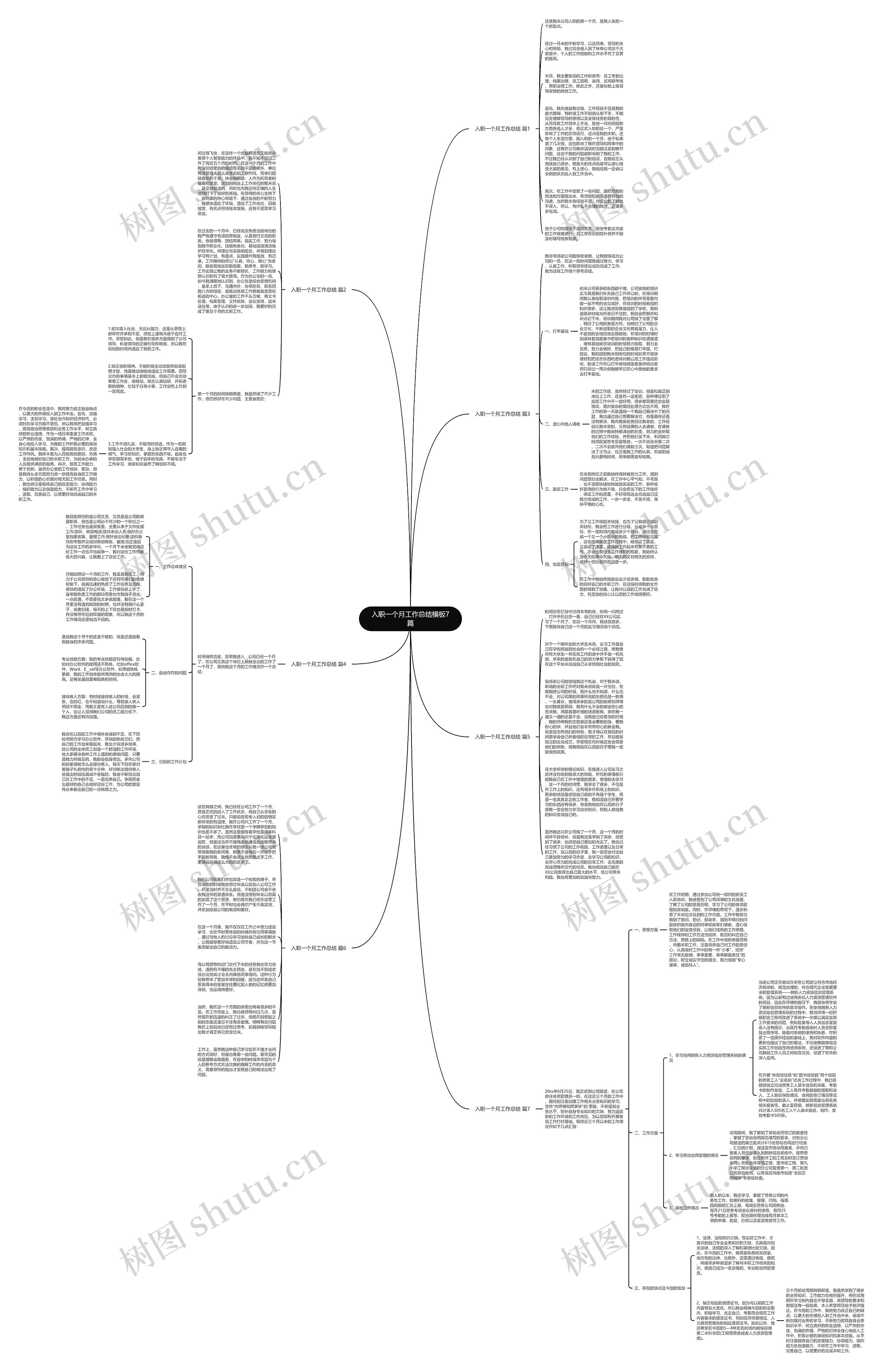 入职一个月工作总结7篇思维导图
