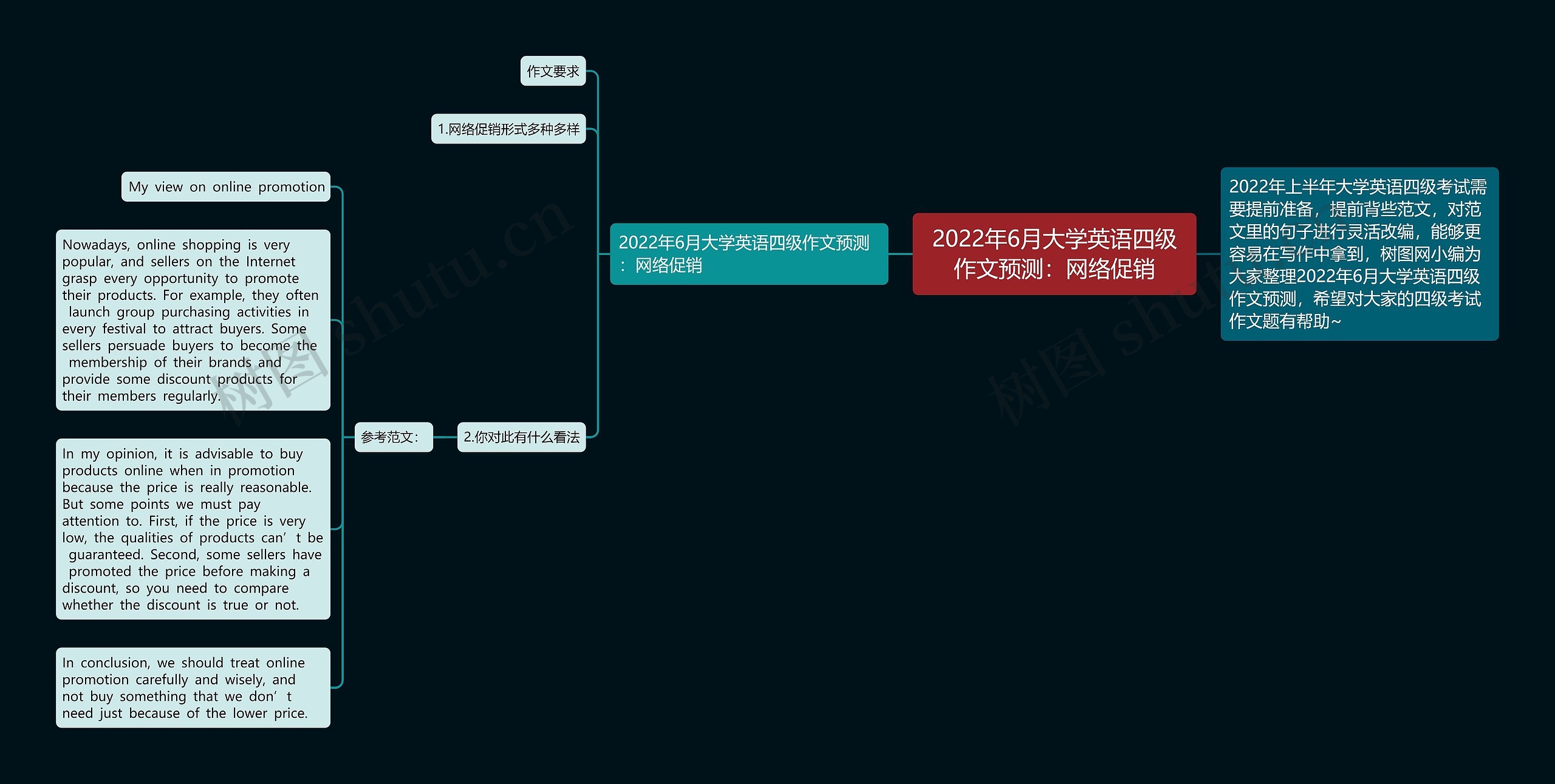 2022年6月大学英语四级作文预测：网络促销思维导图