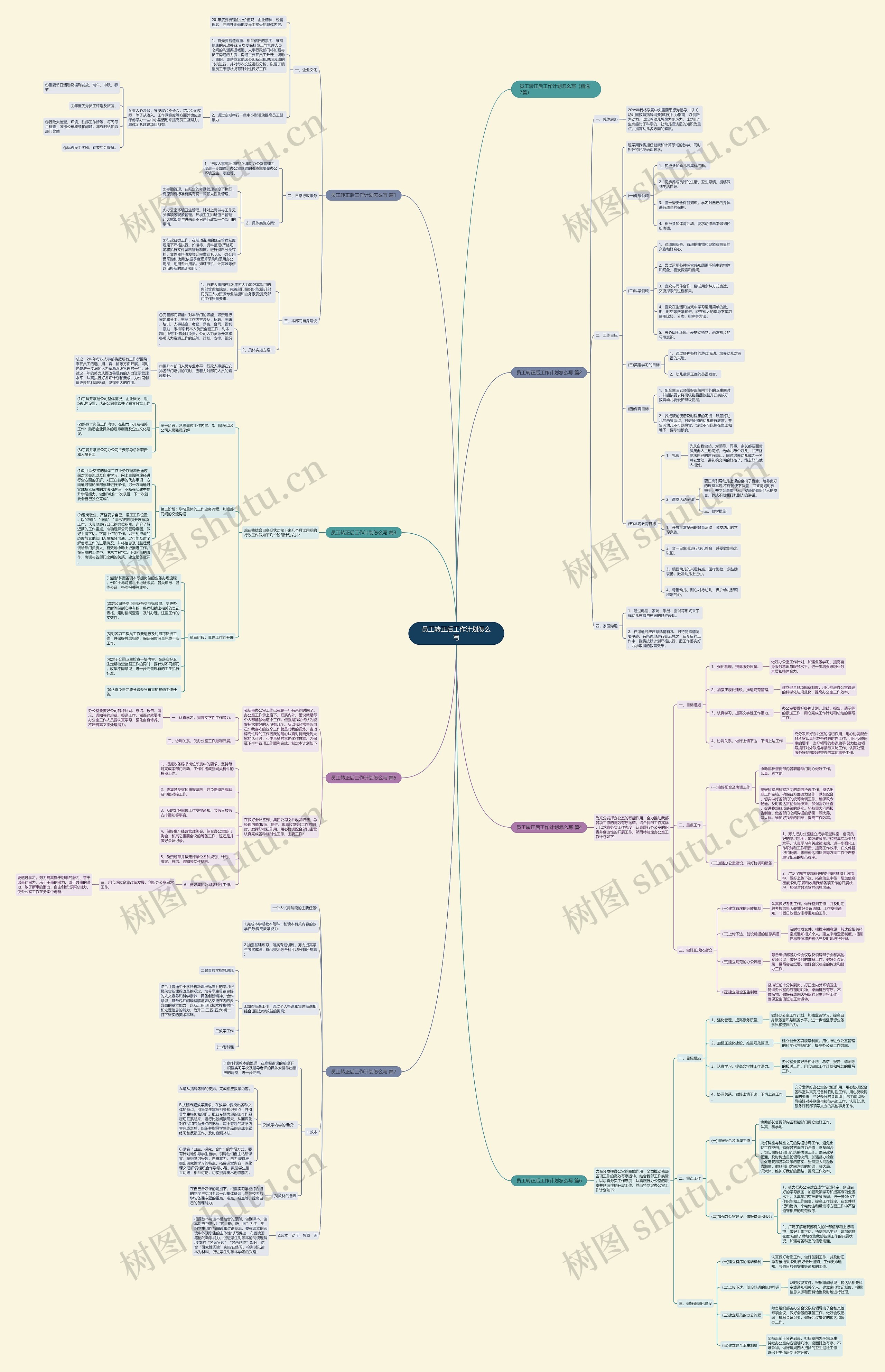 员工转正后工作计划怎么写思维导图