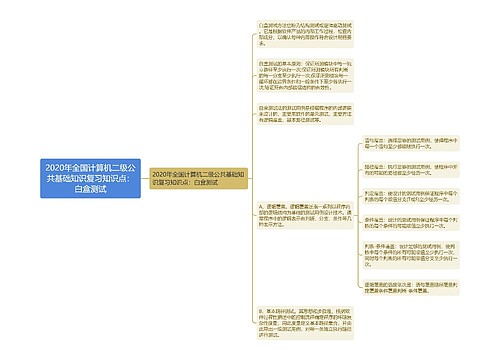 2020年全国计算机二级公共基础知识复习知识点：白盒测试