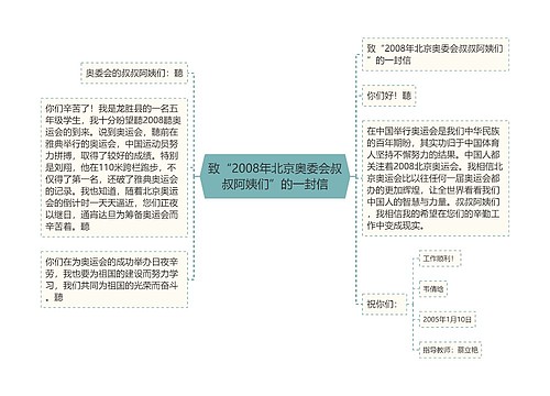 致“2008年北京奥委会叔叔阿姨们”的一封信