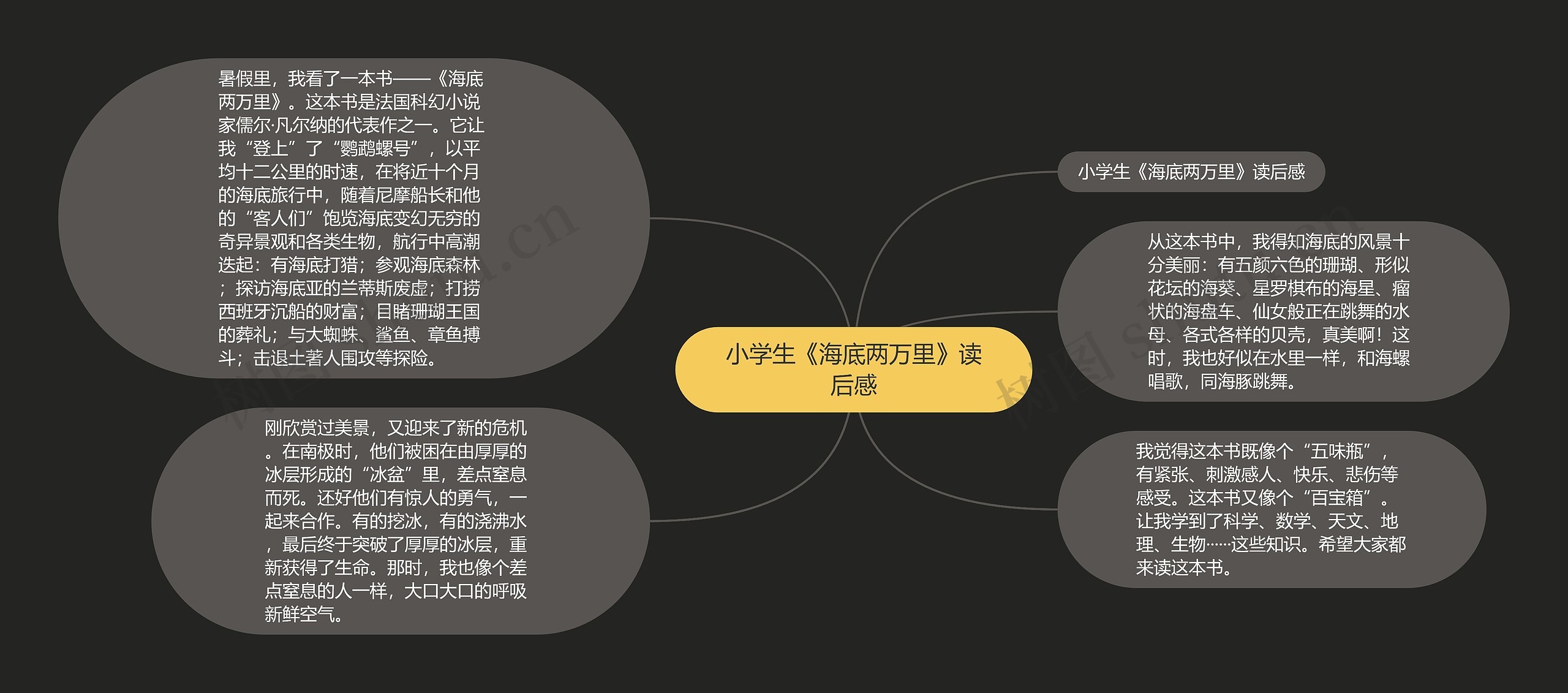 小学生《海底两万里》读后感思维导图