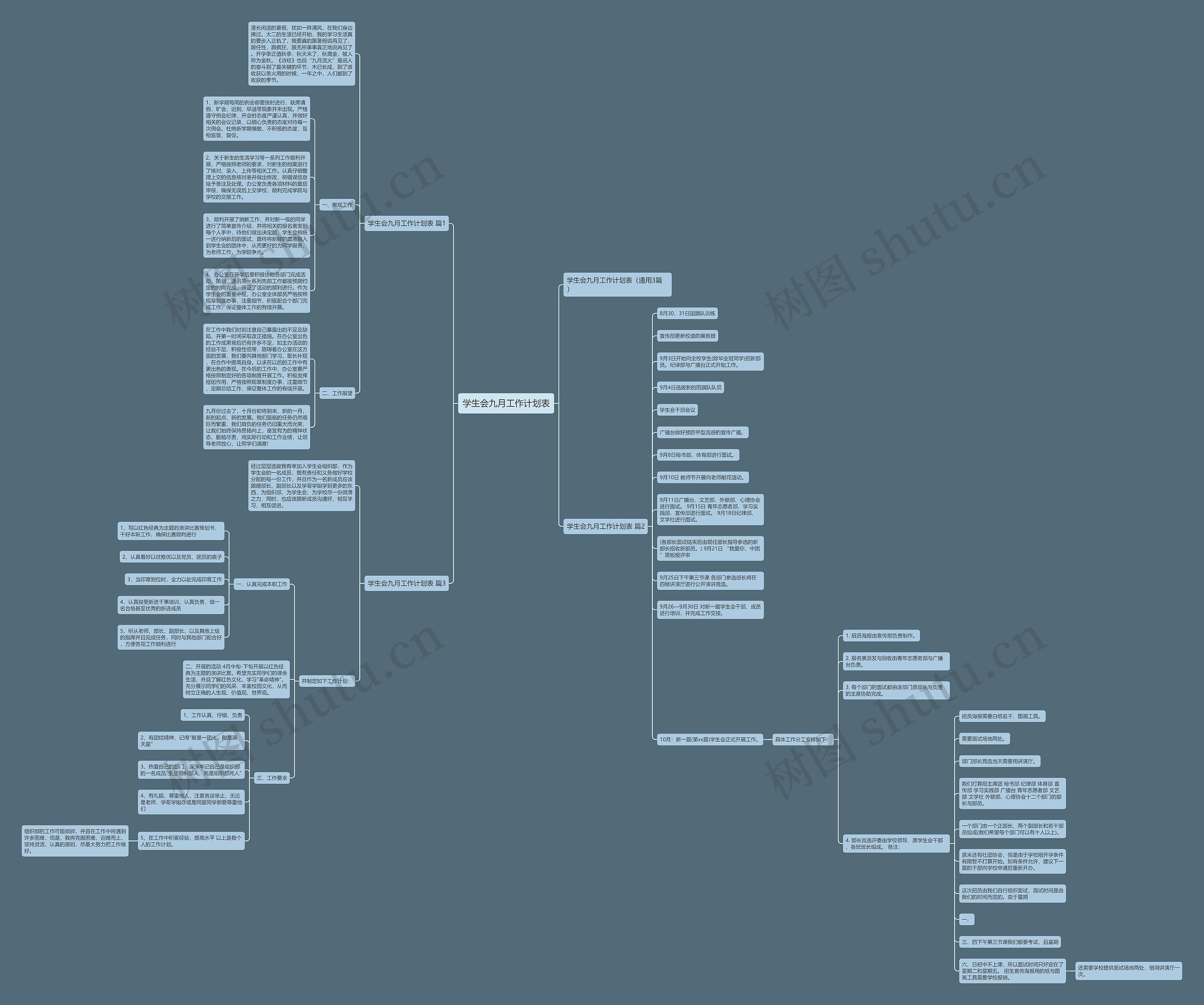 学生会九月工作计划表