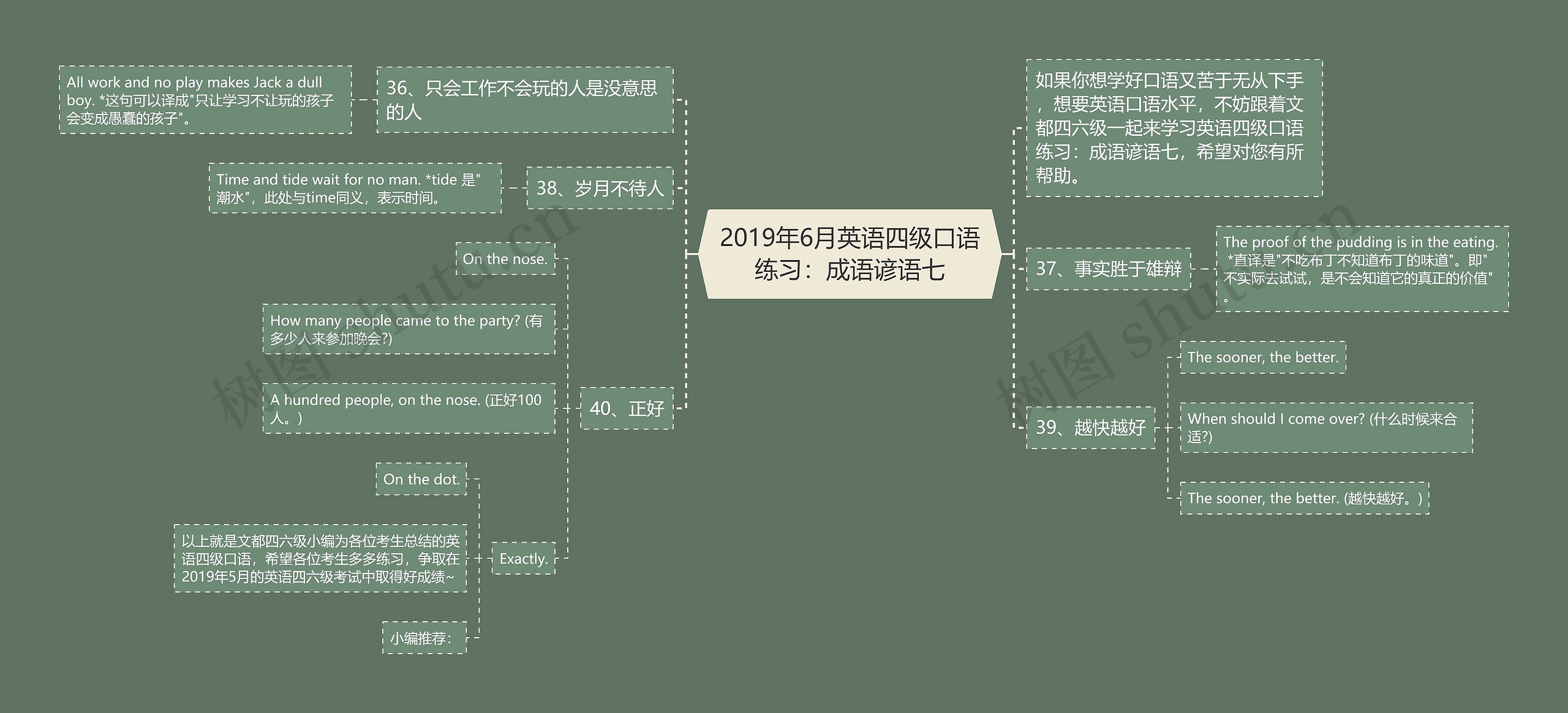 2019年6月英语四级口语练习：成语谚语七思维导图