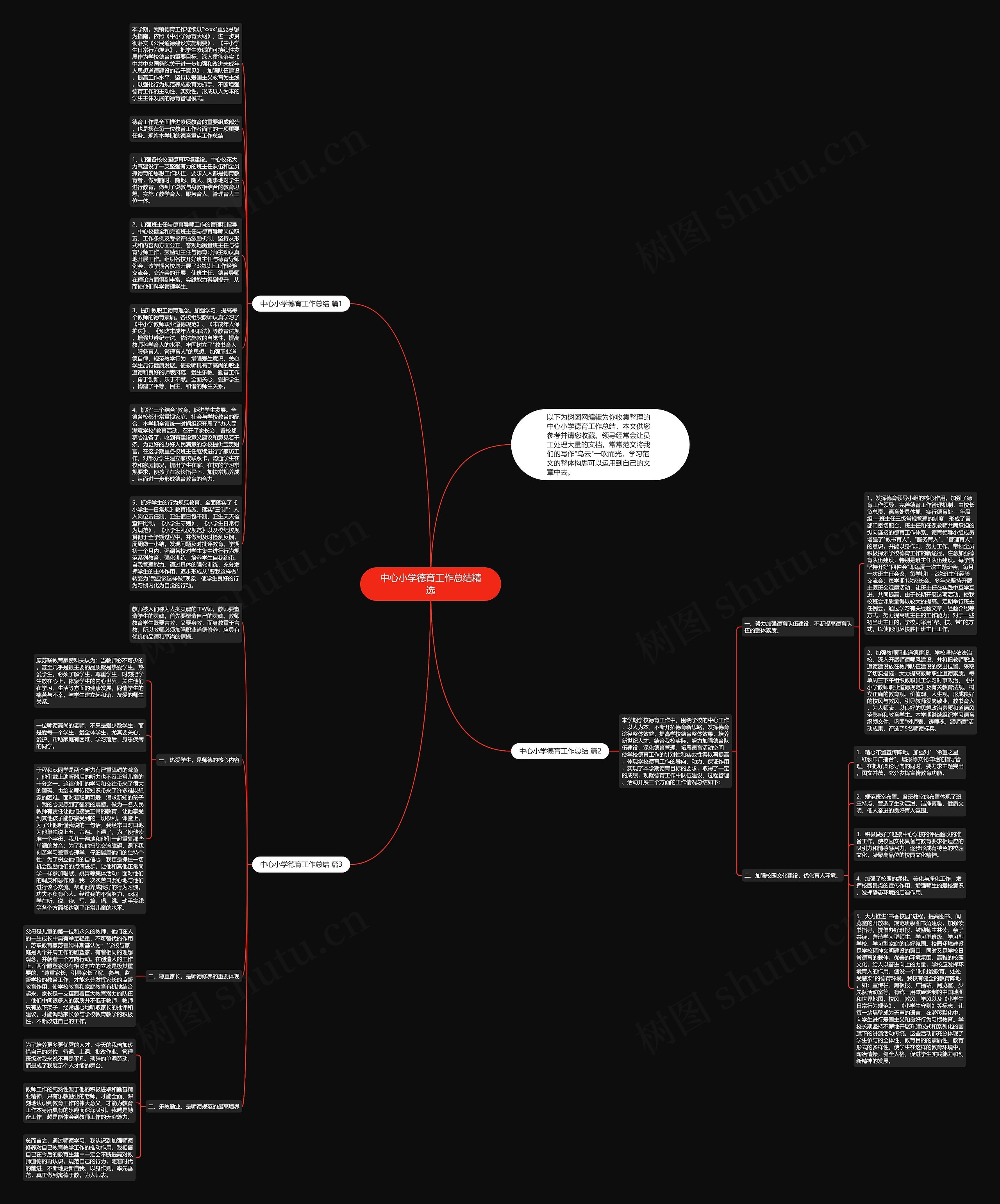 中心小学德育工作总结精选思维导图