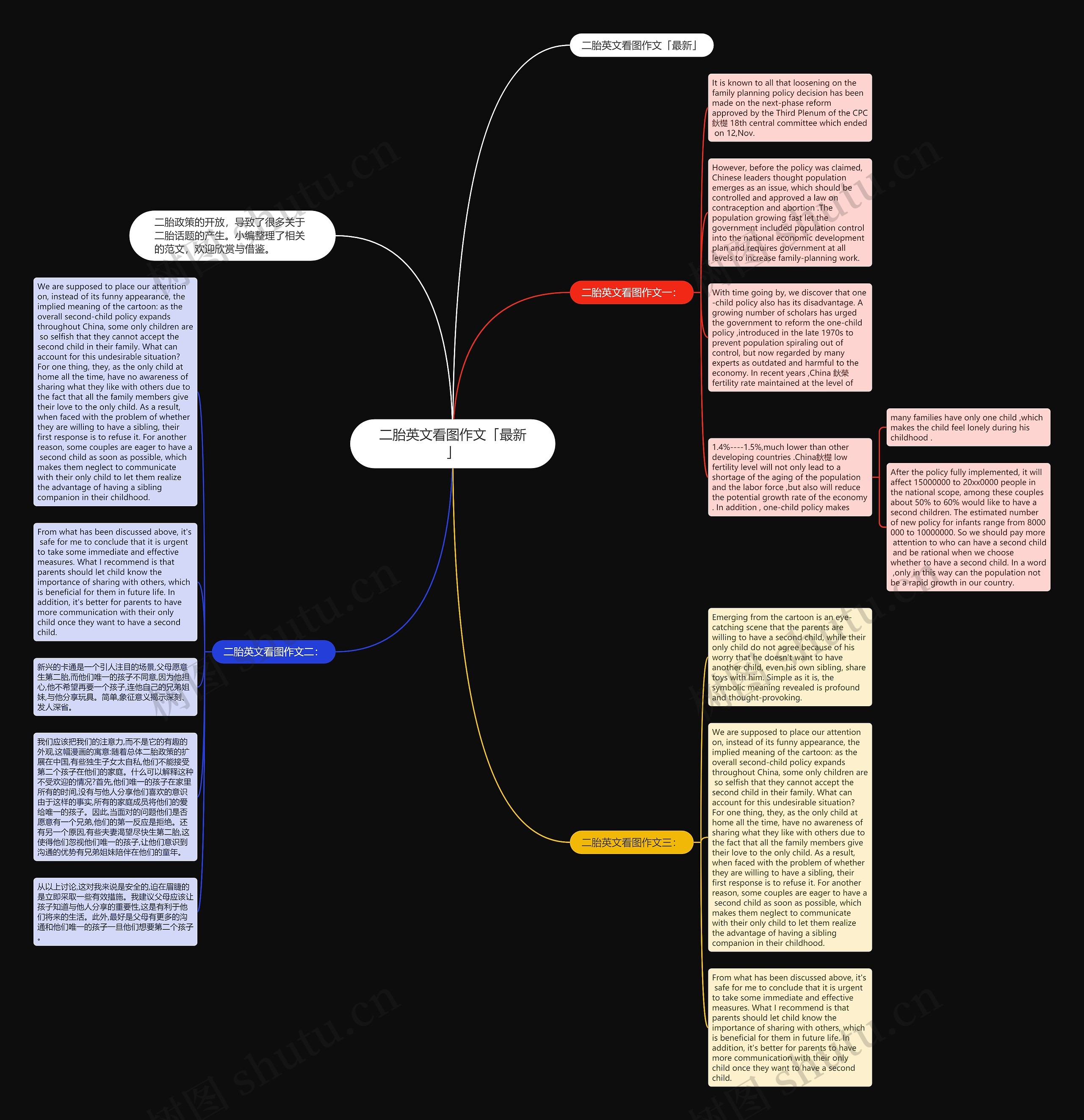 二胎英文看图作文「最新」思维导图