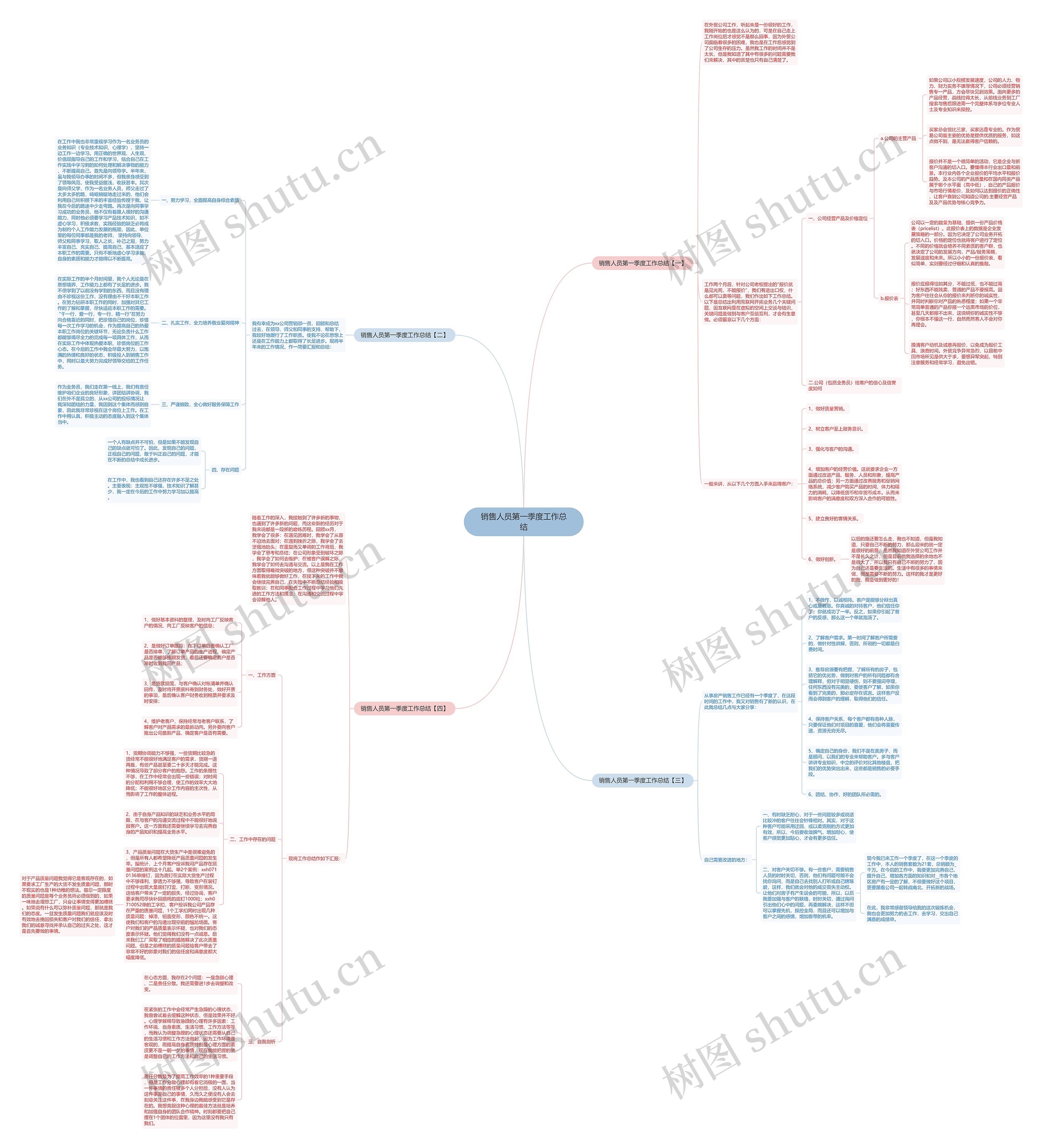 销售人员第一季度工作总结思维导图