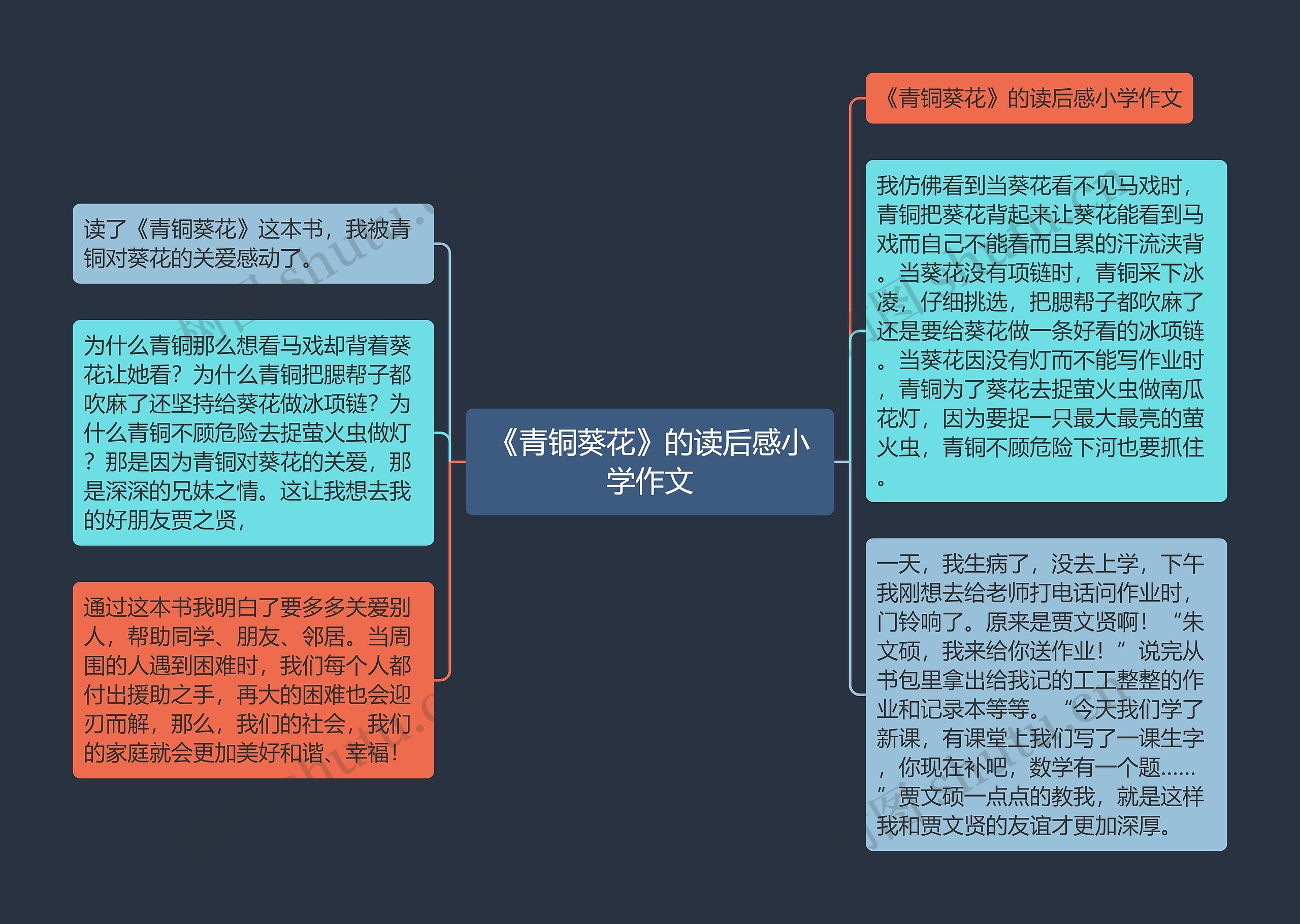 《青铜葵花》的读后感小学作文思维导图