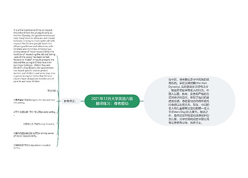 2021年12月大学英语六级翻译练习：尊老爱幼