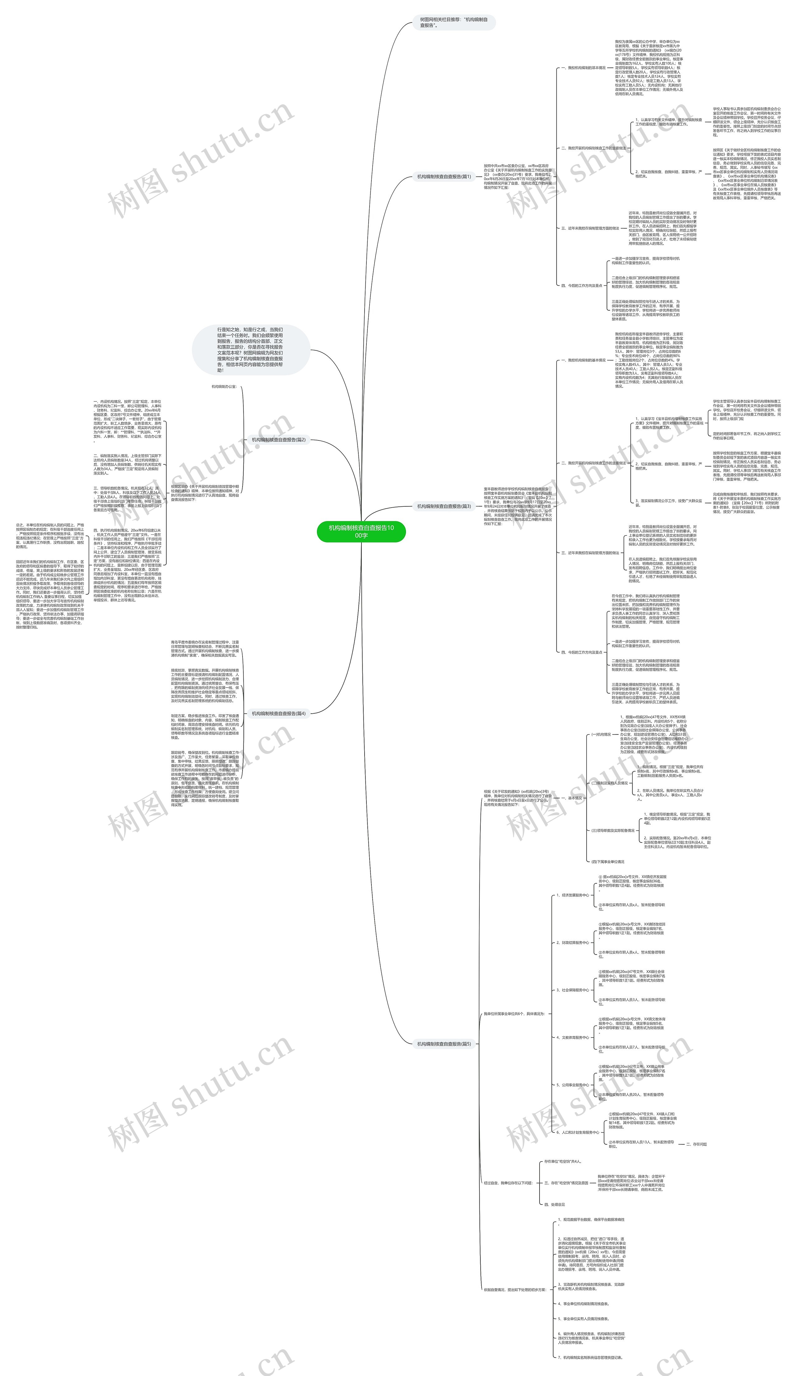 机构编制核查自查报告1000字思维导图
