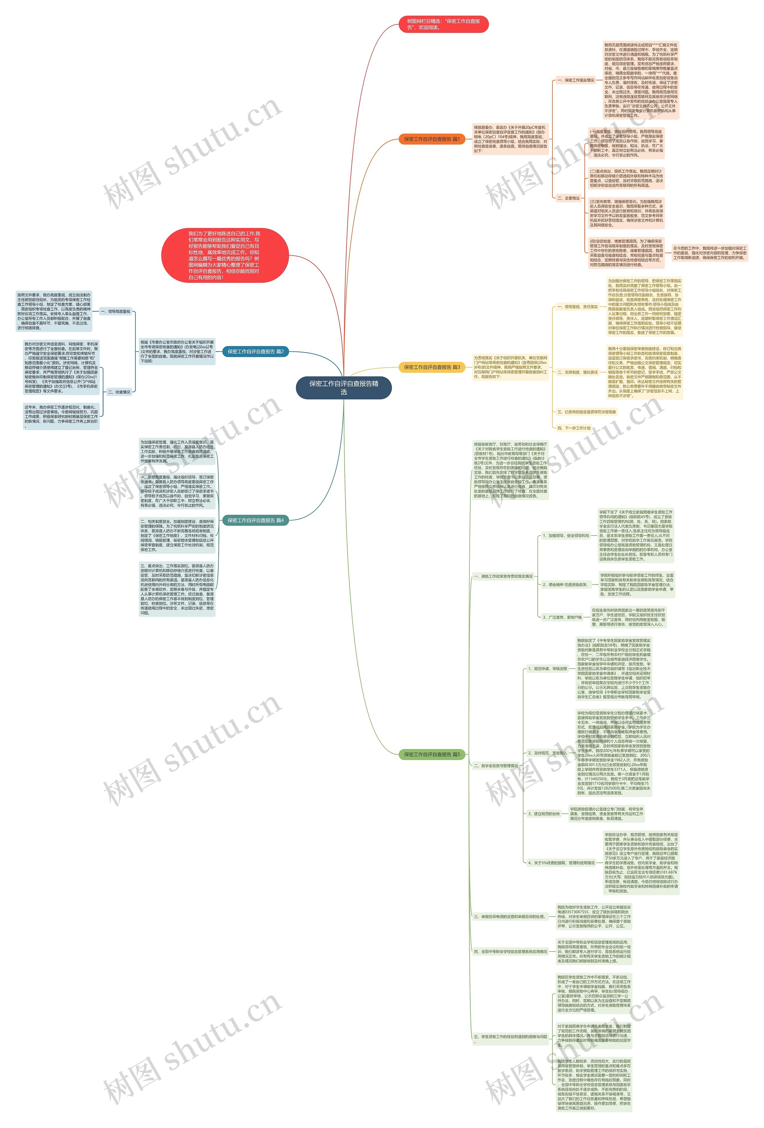 保密工作自评自查报告精选思维导图