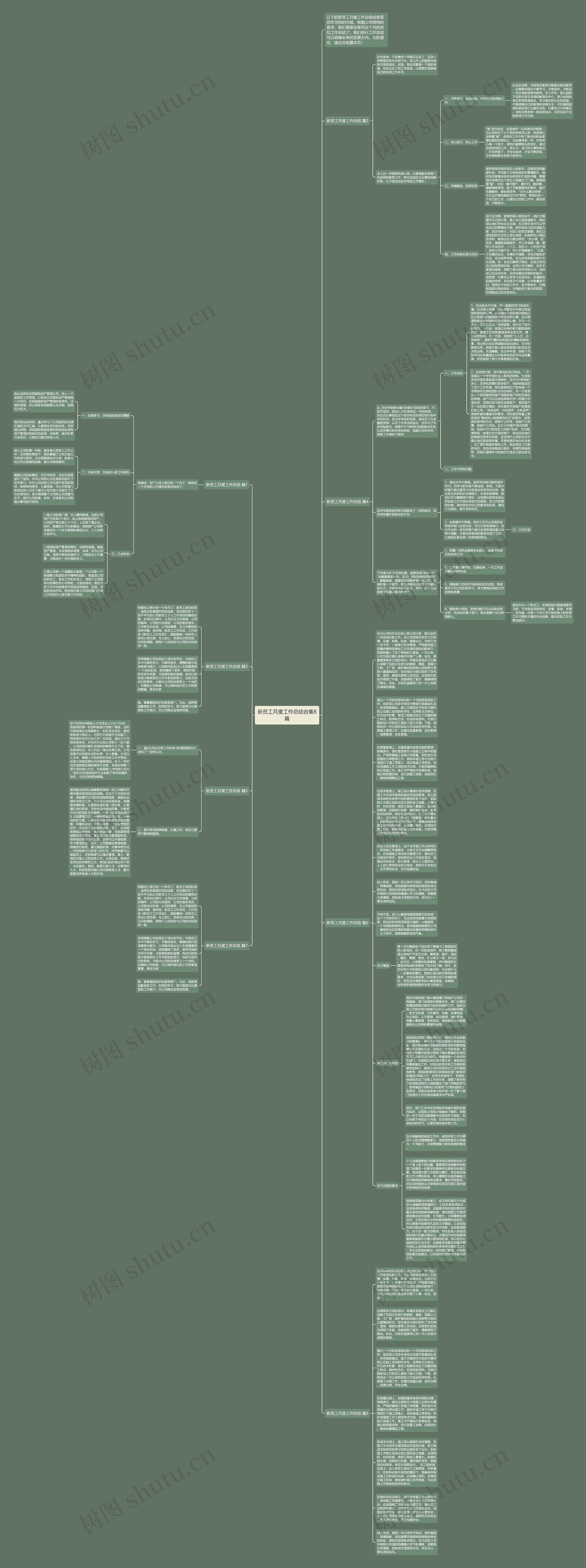 新员工月度工作总结合集8篇思维导图