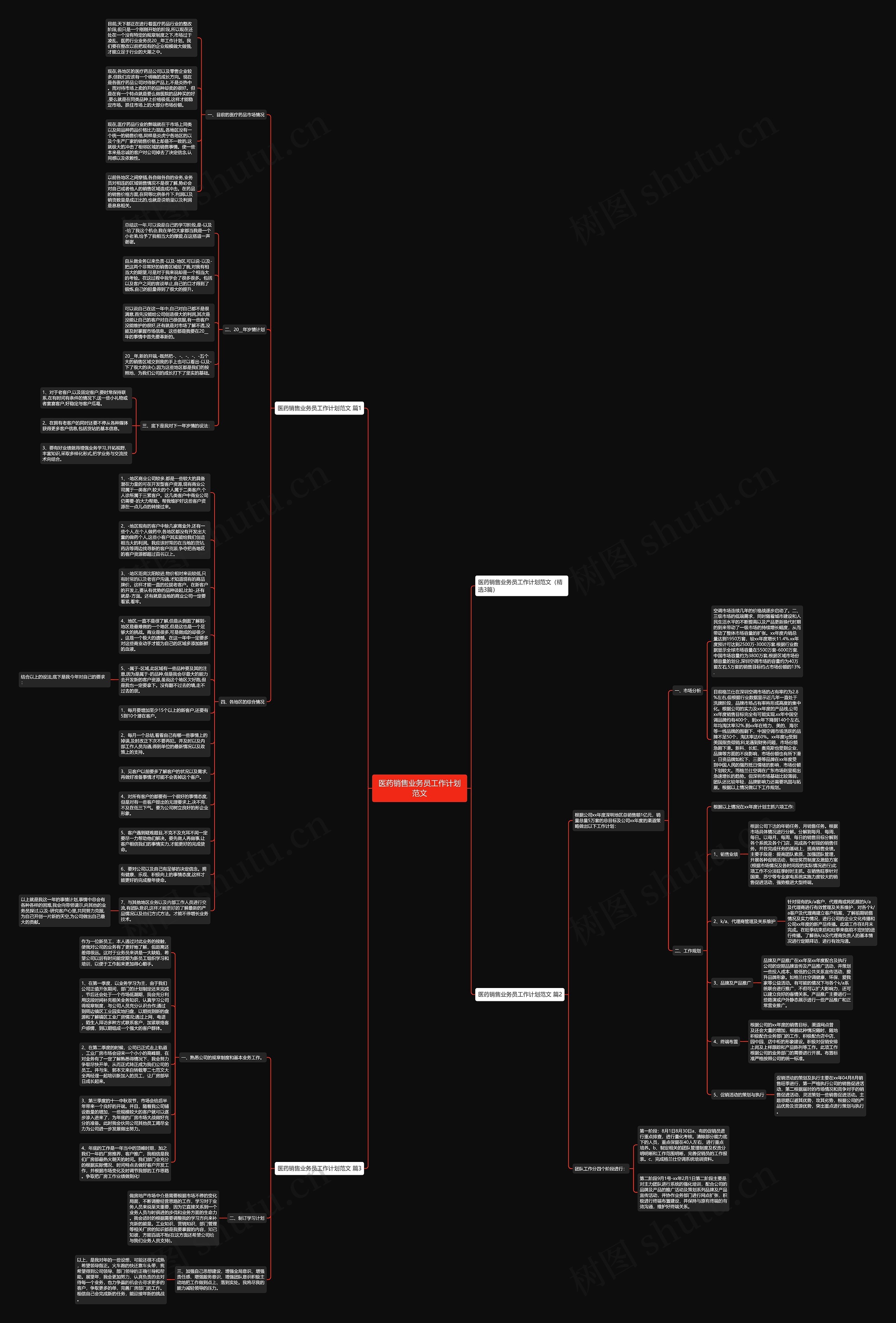 医药销售业务员工作计划范文思维导图