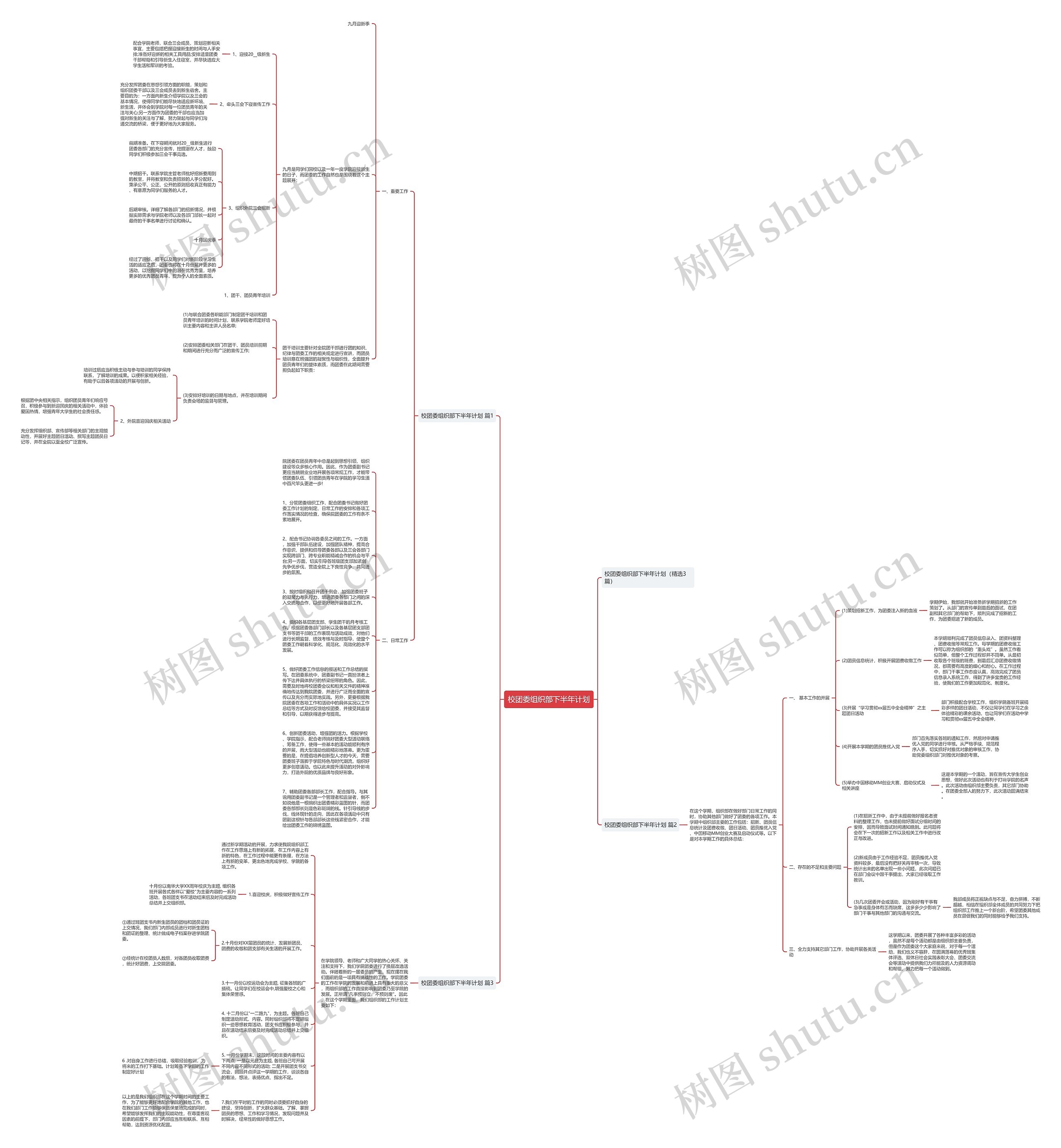 校团委组织部下半年计划思维导图