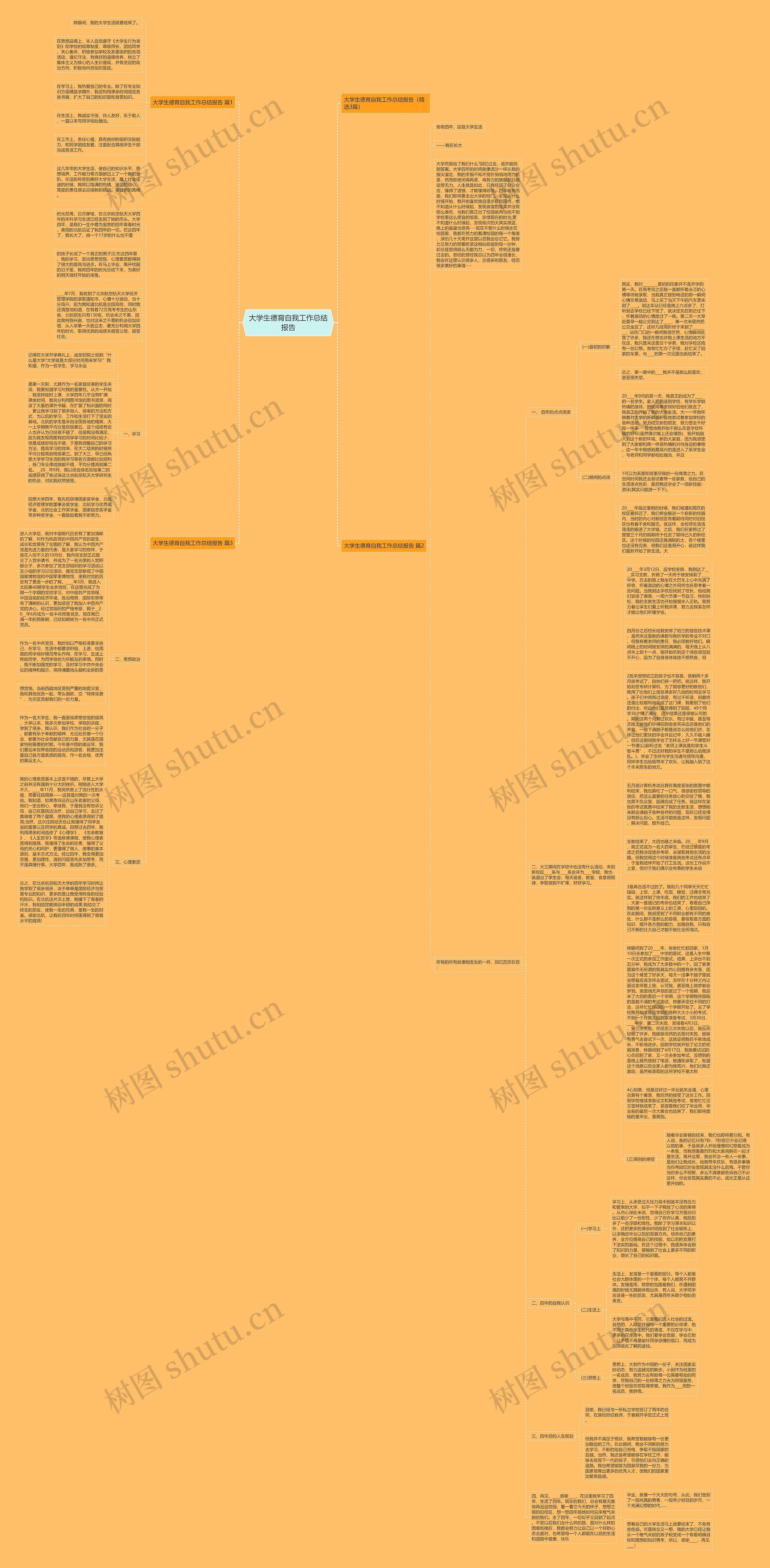 大学生德育自我工作总结报告思维导图