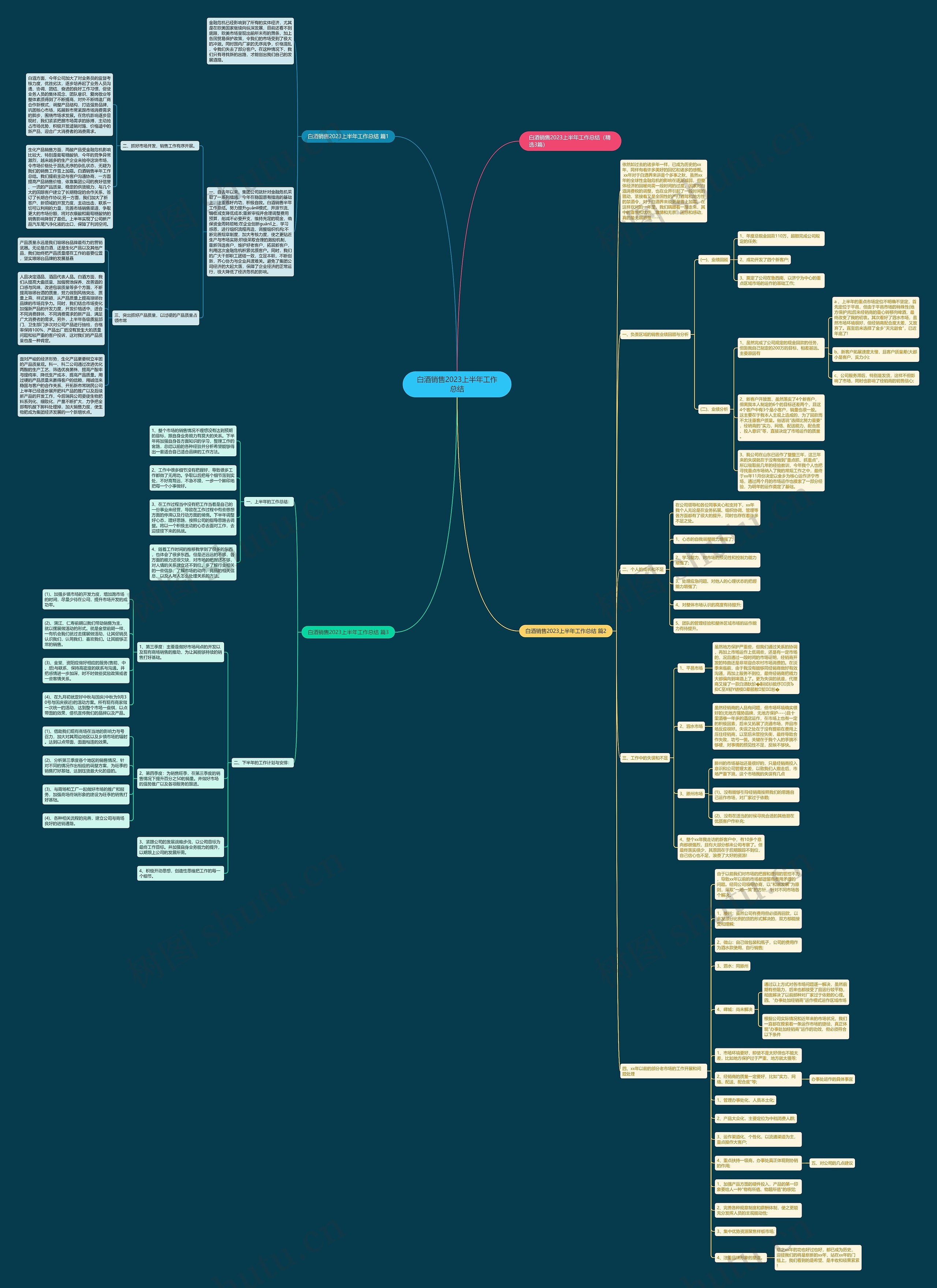 白酒销售2023上半年工作总结思维导图