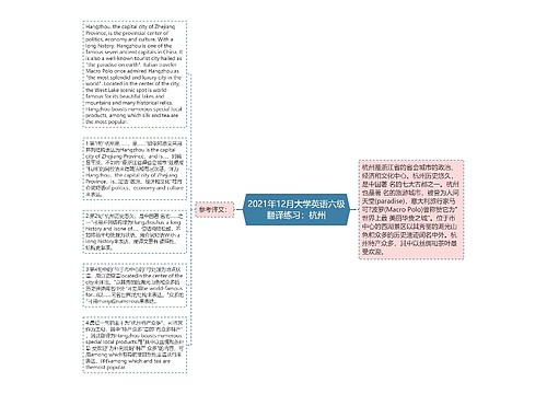 2021年12月大学英语六级翻译练习：杭州