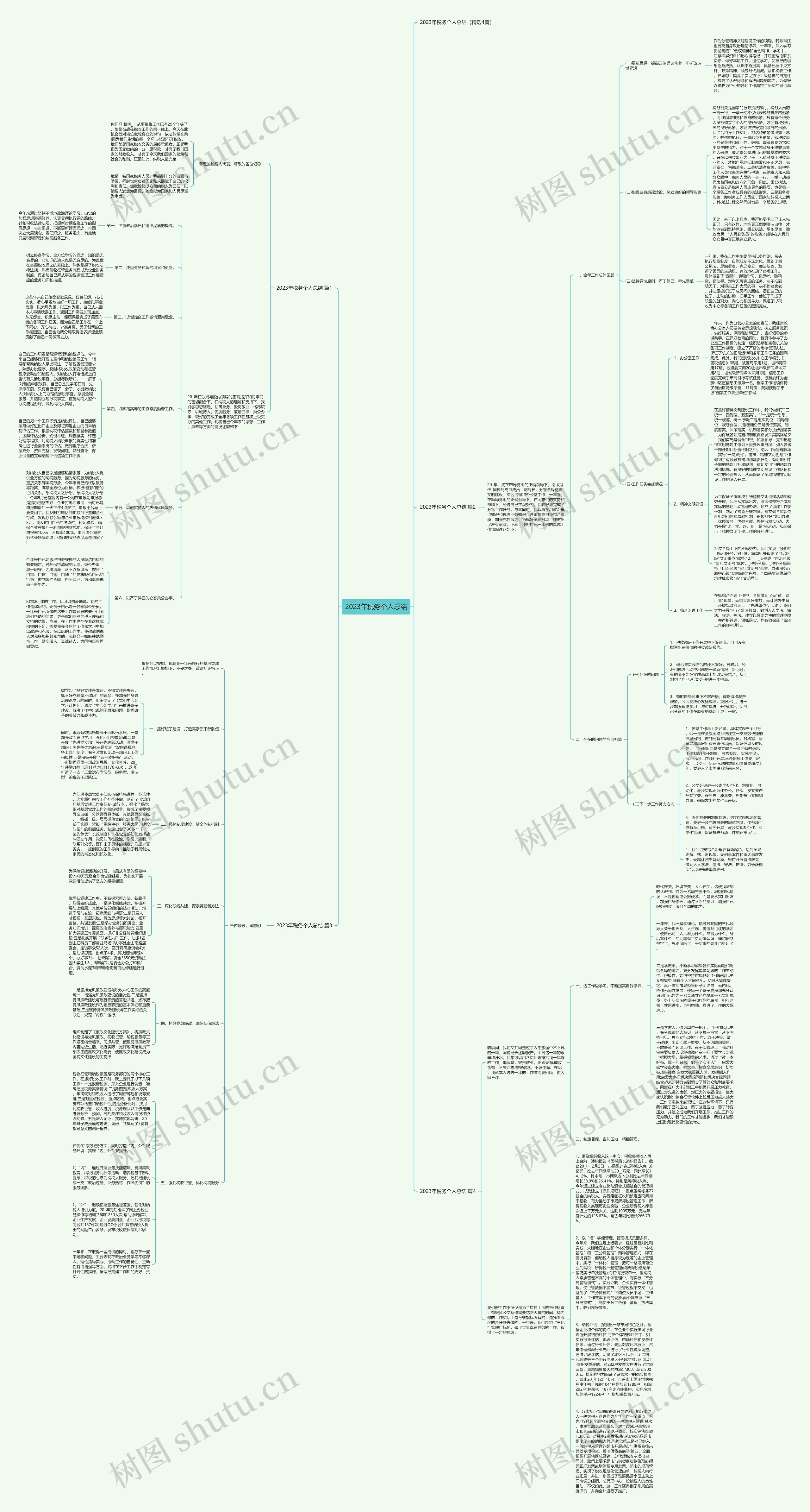 2023年税务个人总结思维导图