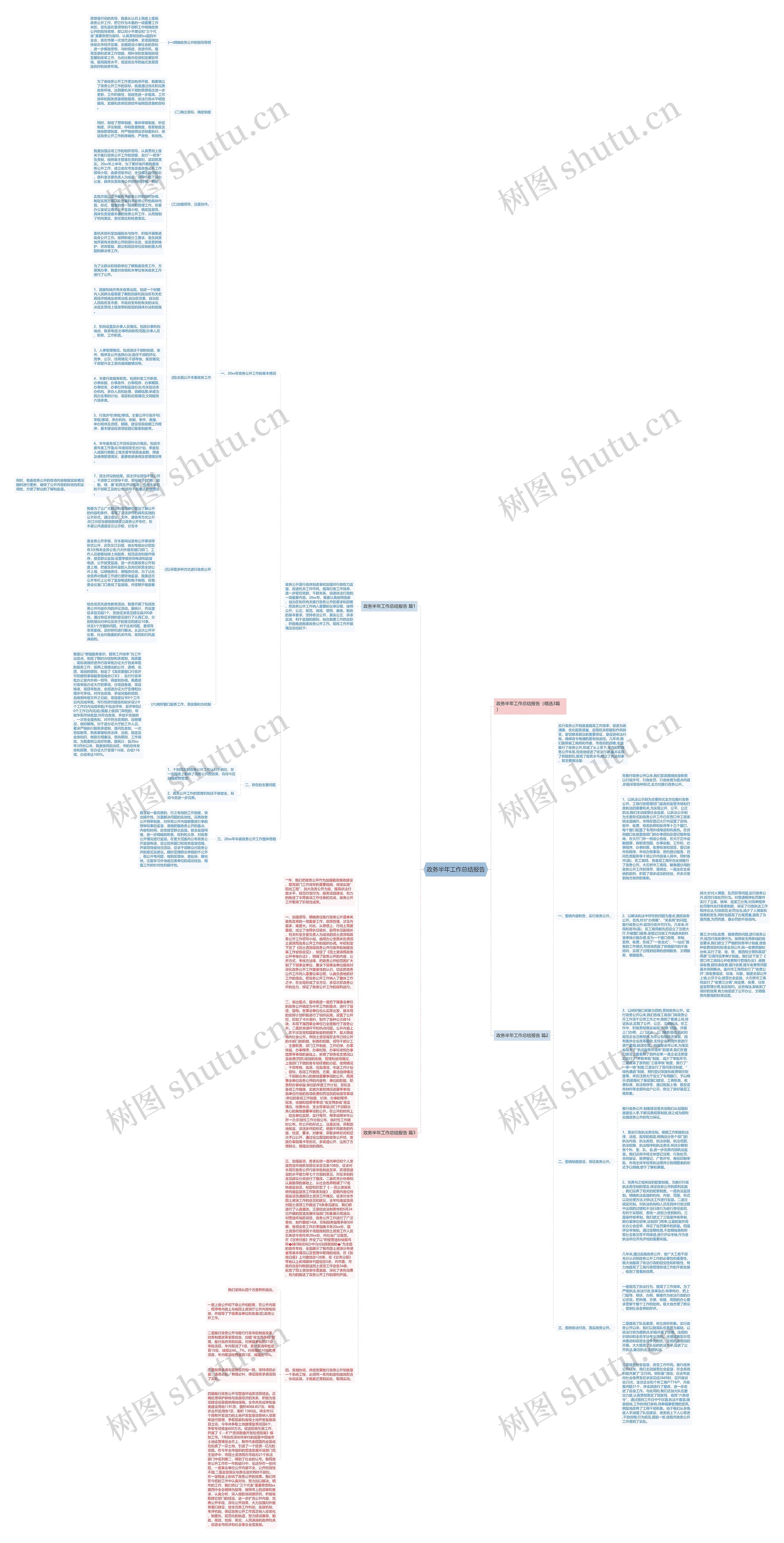 政务半年工作总结报告思维导图