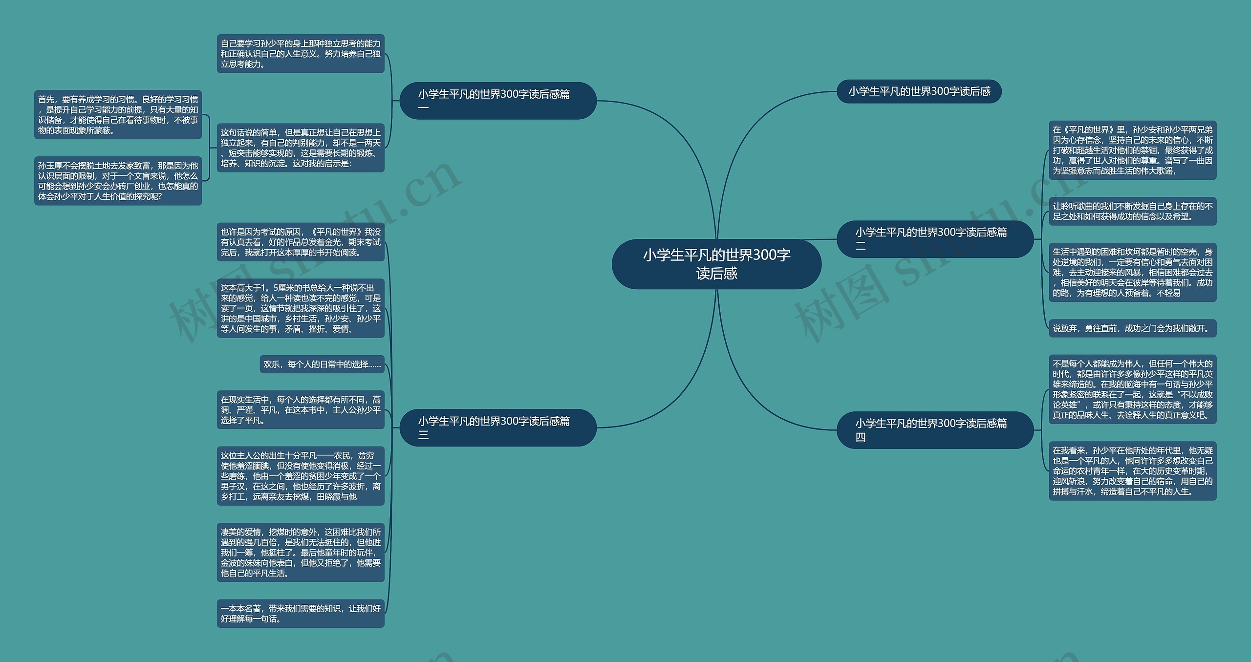 小学生平凡的世界300字读后感思维导图