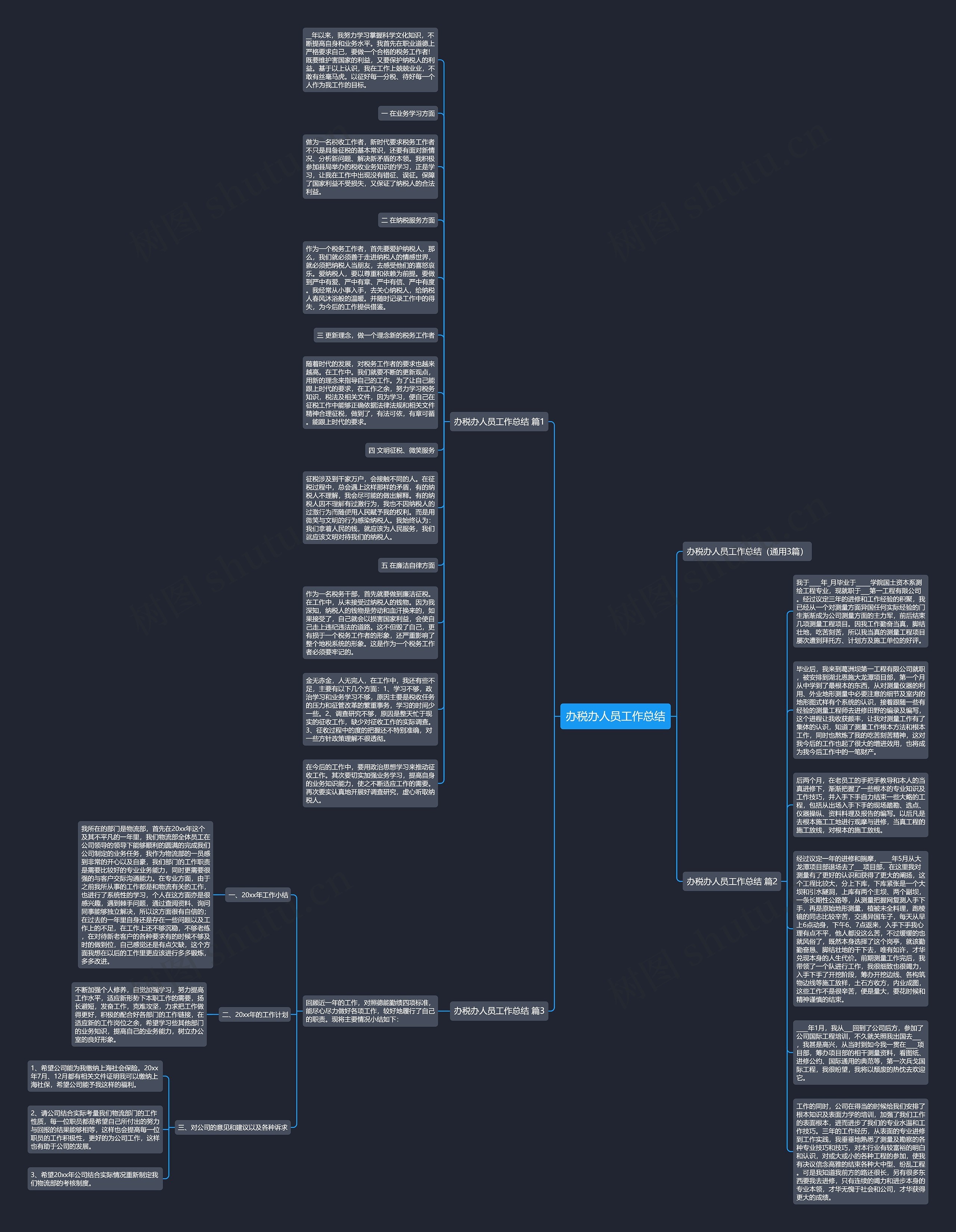 办税办人员工作总结思维导图