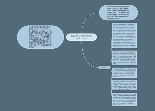 2022年6月英语六级翻译练习：杭州