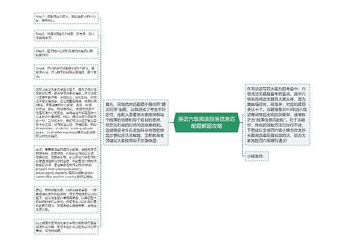 英语六级阅读段落信息匹配题解题攻略