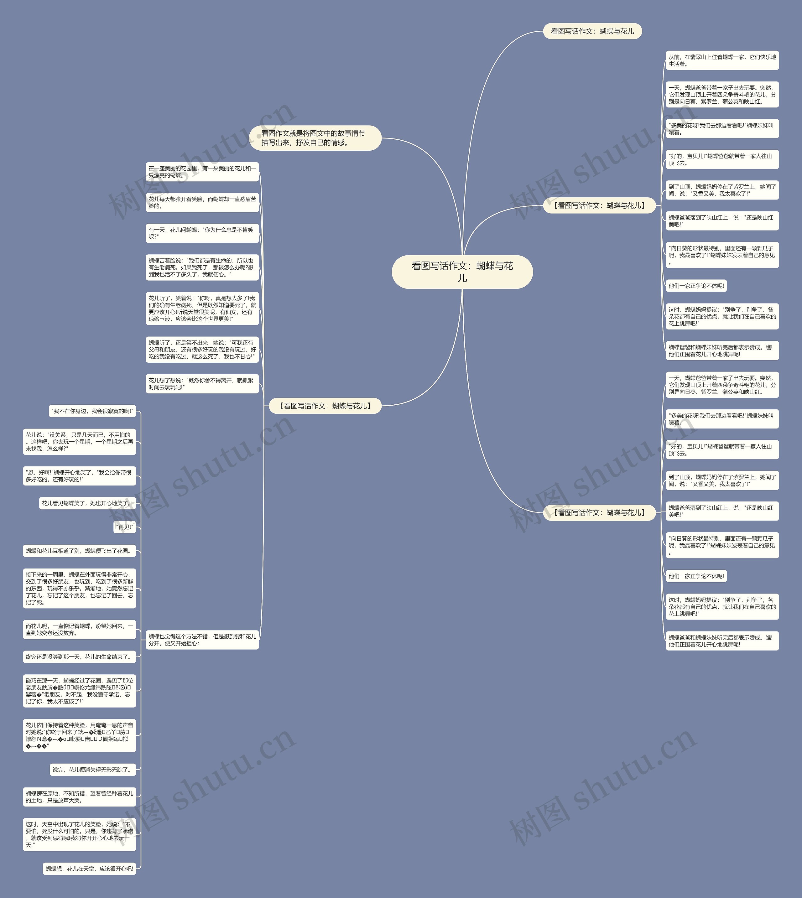 看图写话作文：蝴蝶与花儿思维导图