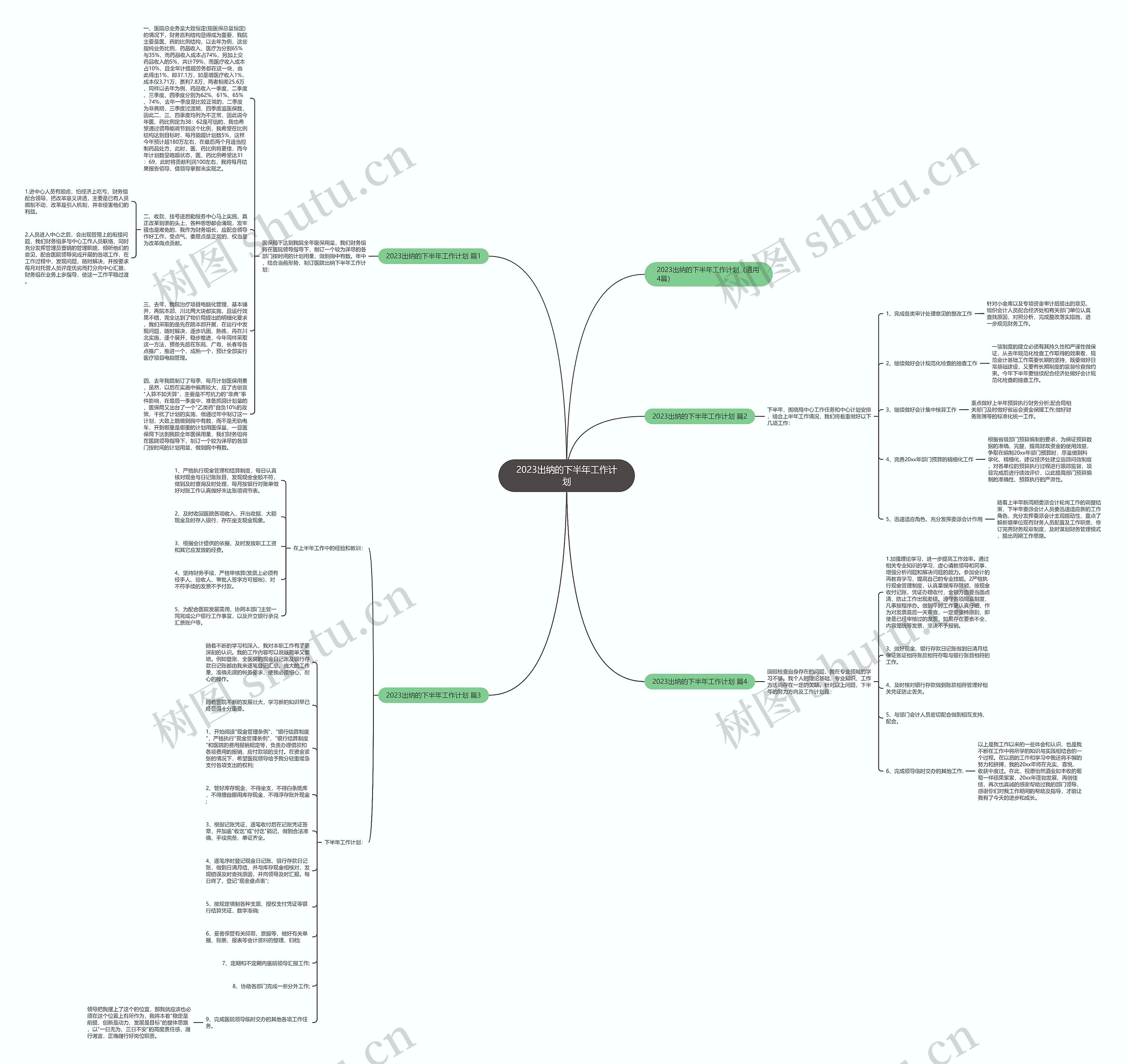 2023出纳的下半年工作计划思维导图
