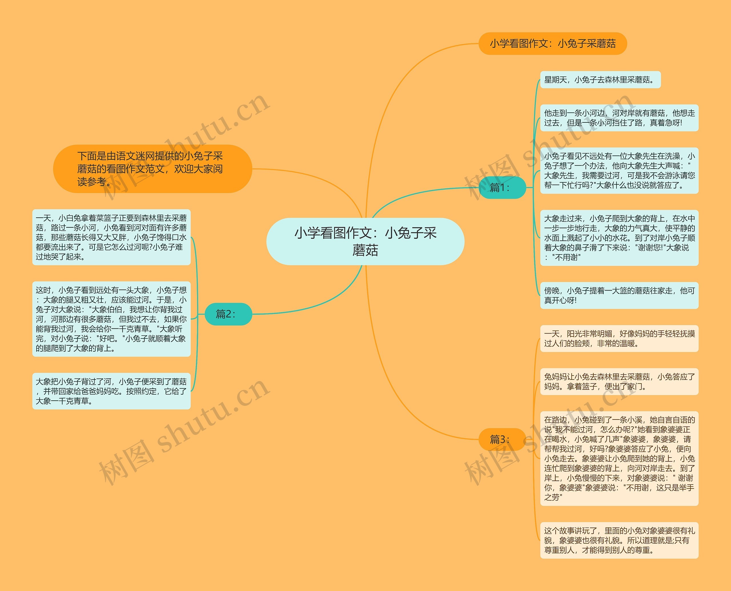 小学看图作文：小兔子采蘑菇思维导图