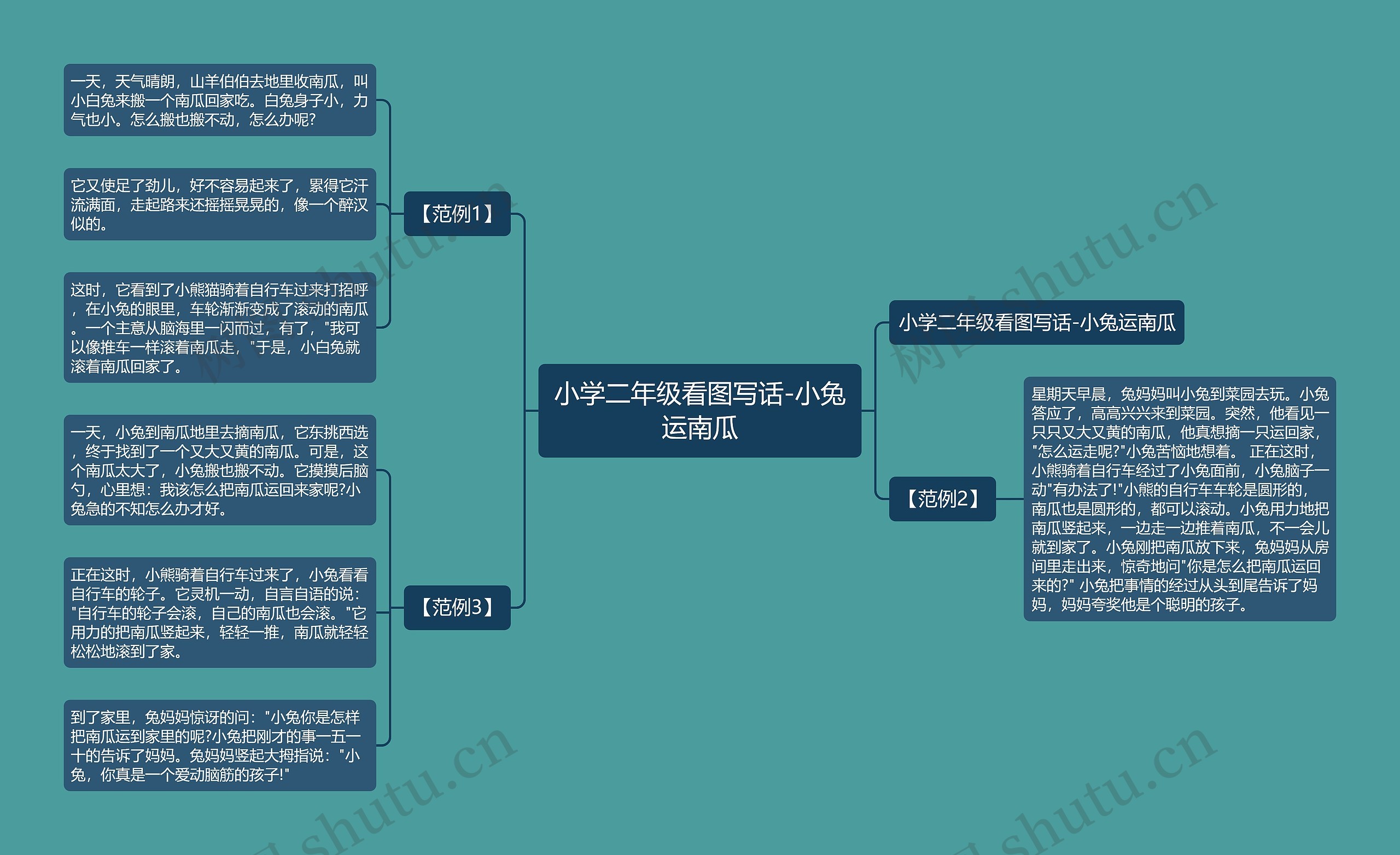 小学二年级看图写话-小兔运南瓜思维导图