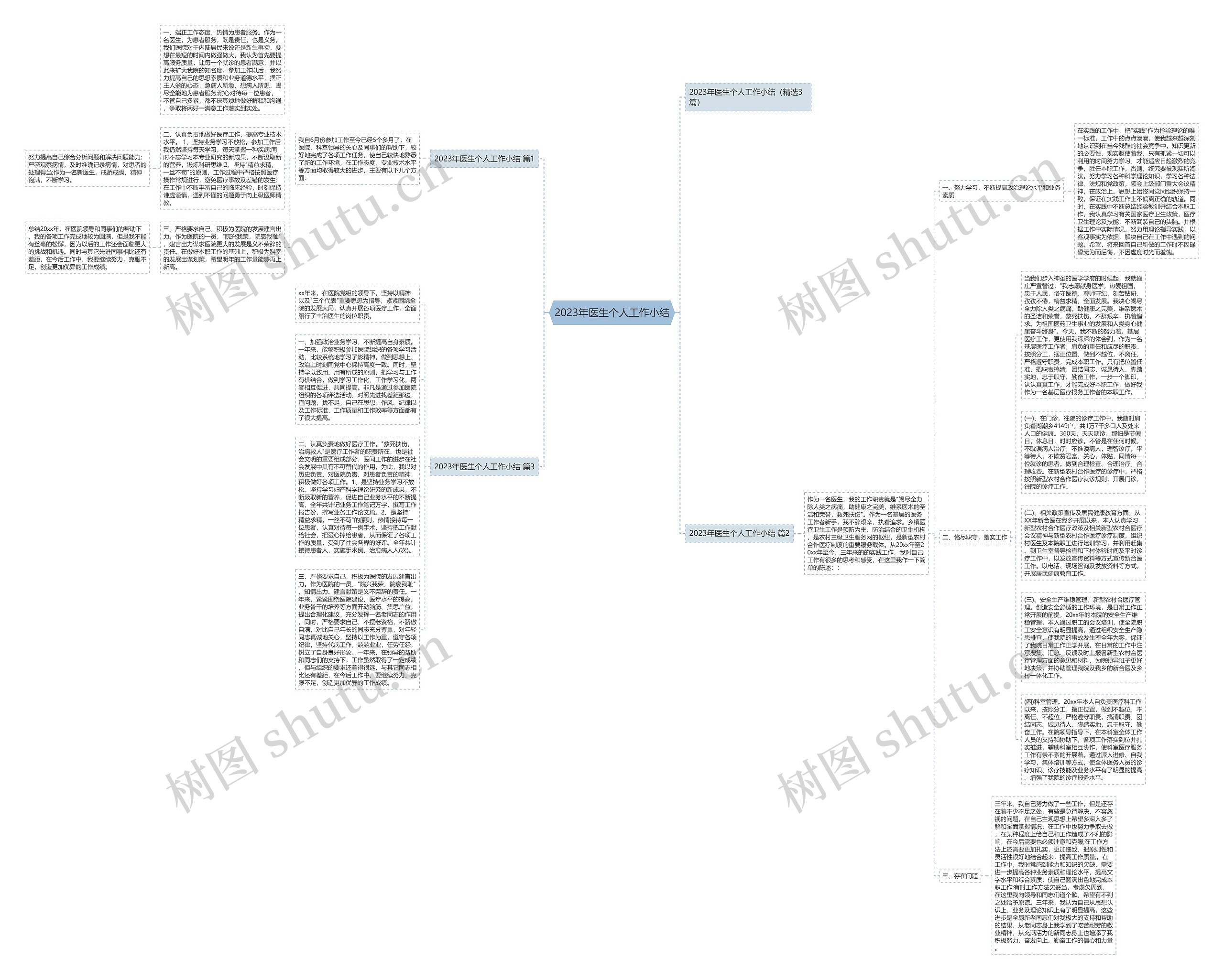2023年医生个人工作小结思维导图