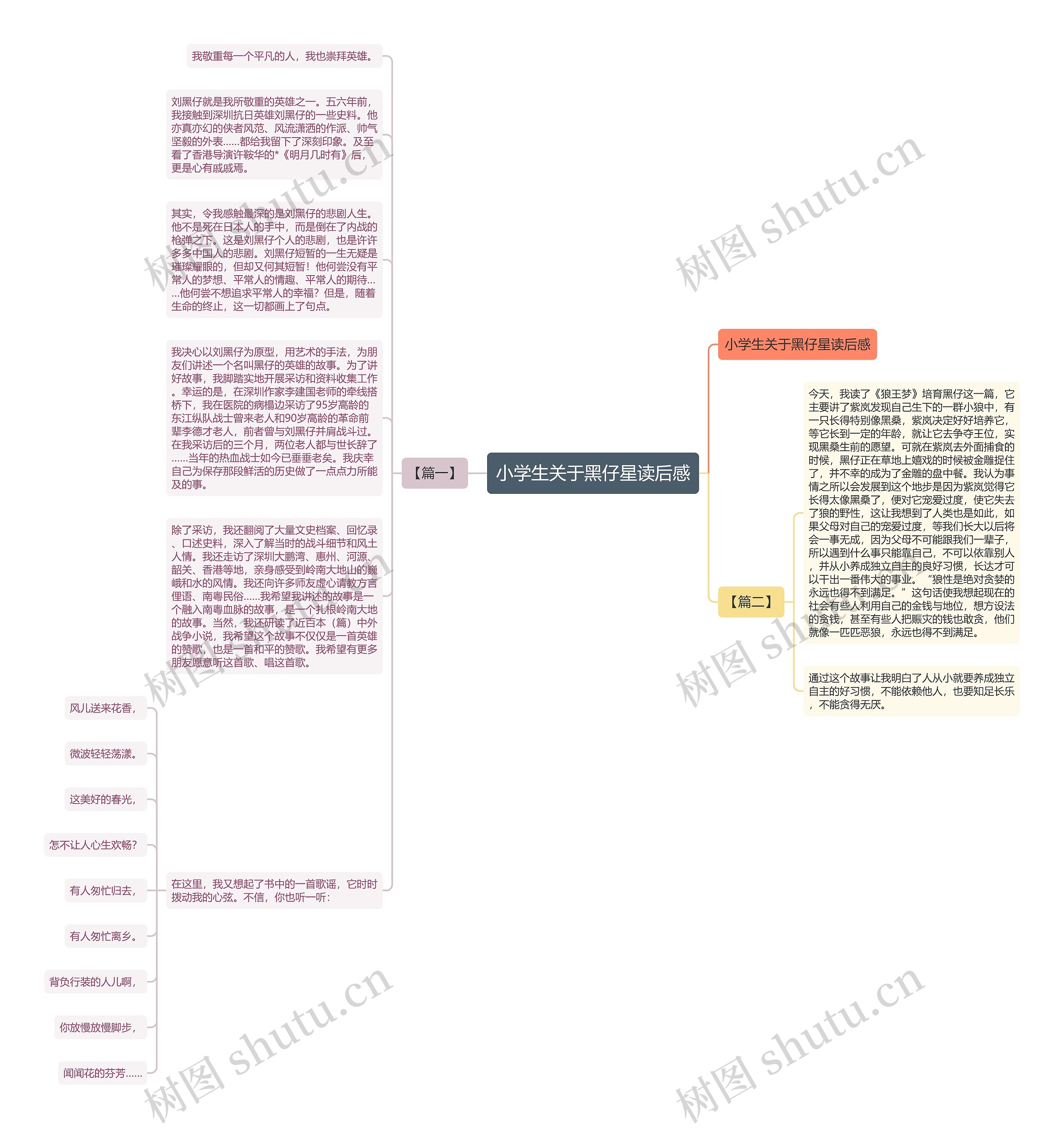小学生关于黑仔星读后感思维导图
