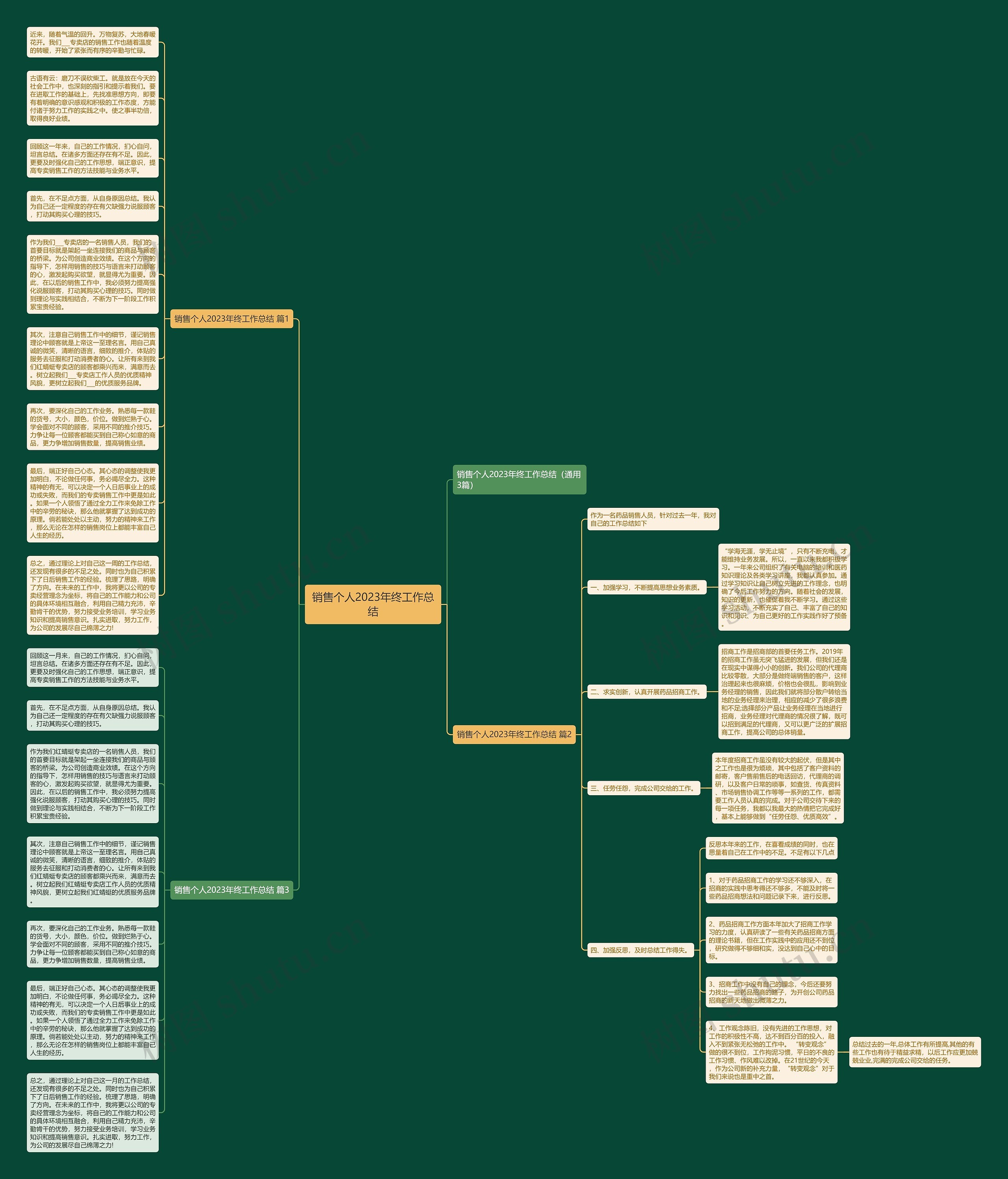 销售个人2023年终工作总结思维导图